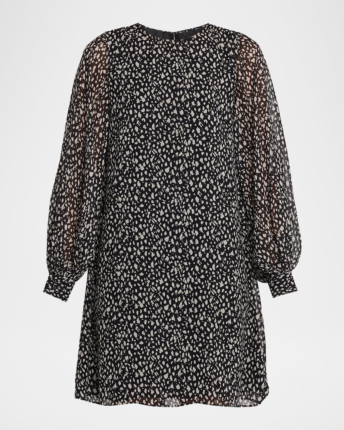 Nili Lotan Long-sleeve Silk Chiffon Mini Prairie Dress In Black