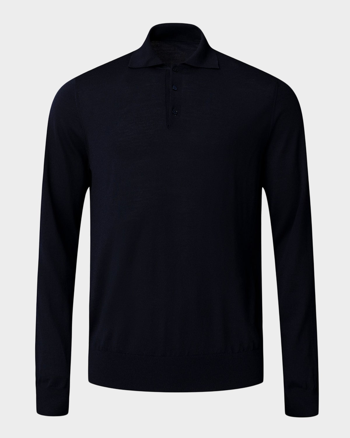 Eton Men's Fine Knit Merino Wool Long-sleeve Polo Shirt In Blue