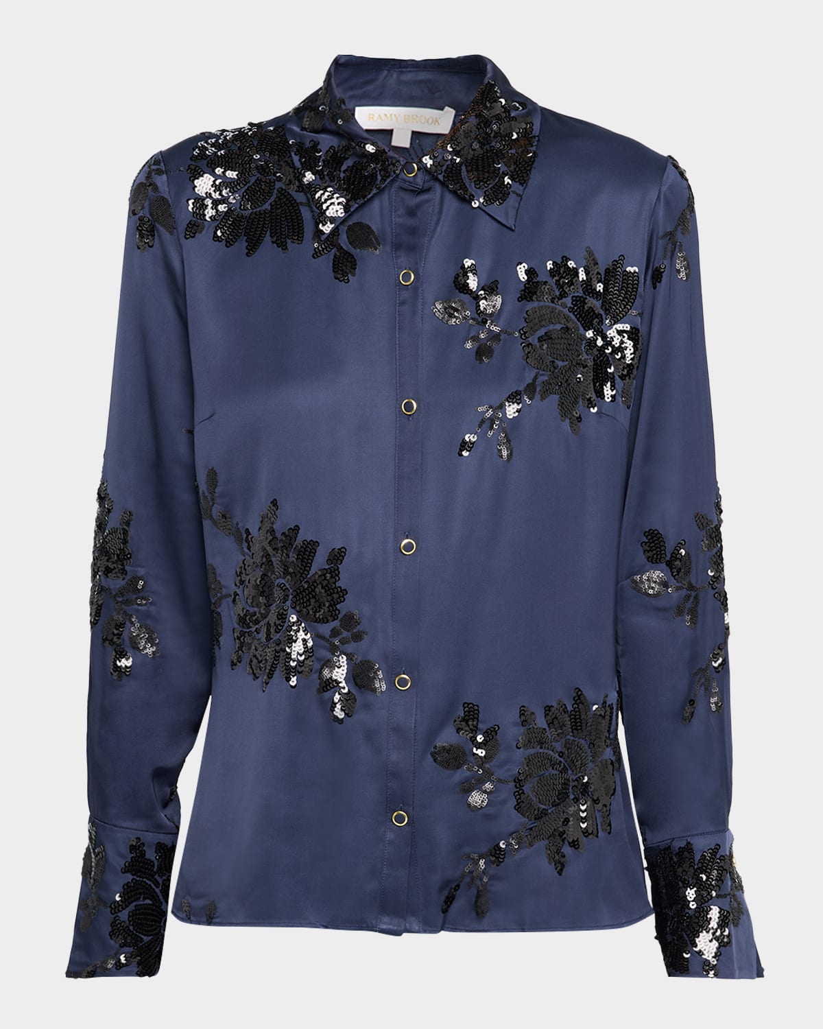 Ramy Brook Sara Sequined Floral Satin Blouse