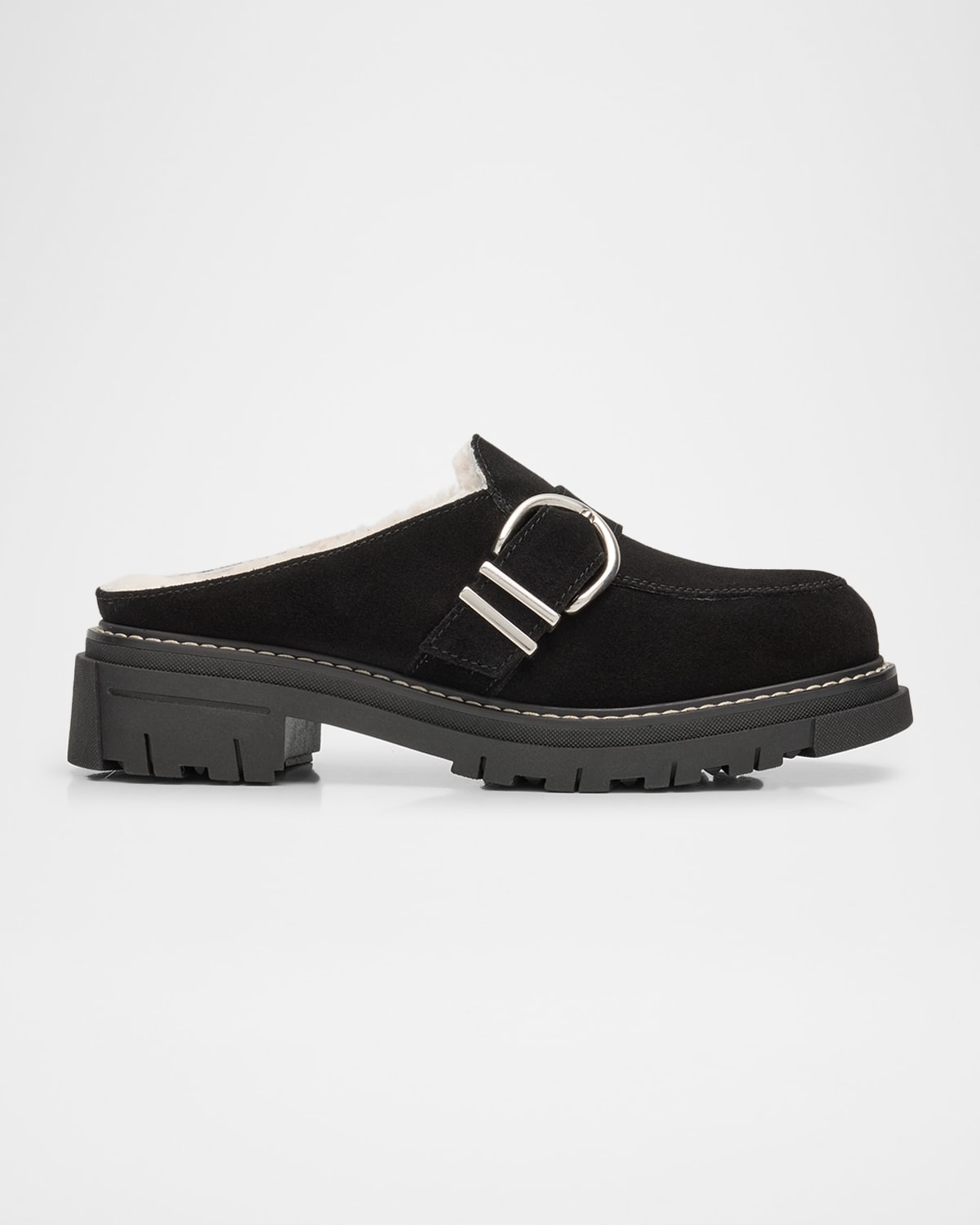 La Canadienne Agatha Shearling-Lined Waterproof Suede Loafer Mules