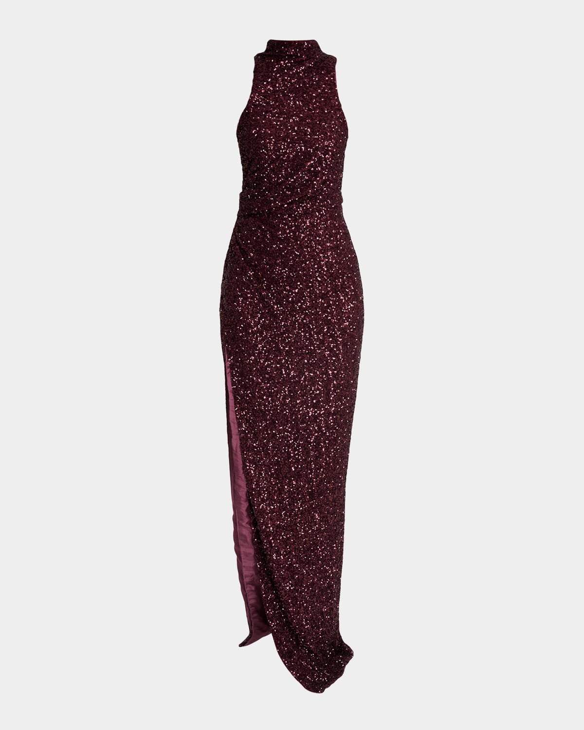 Balmain Women High-neck Sequin Dress In Brown
