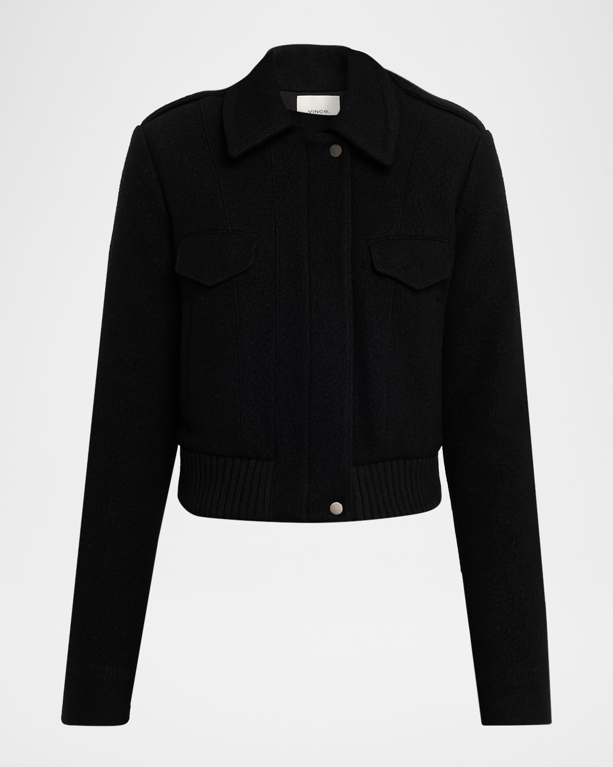 Vince Cropped Wool-blend Jacket In Black