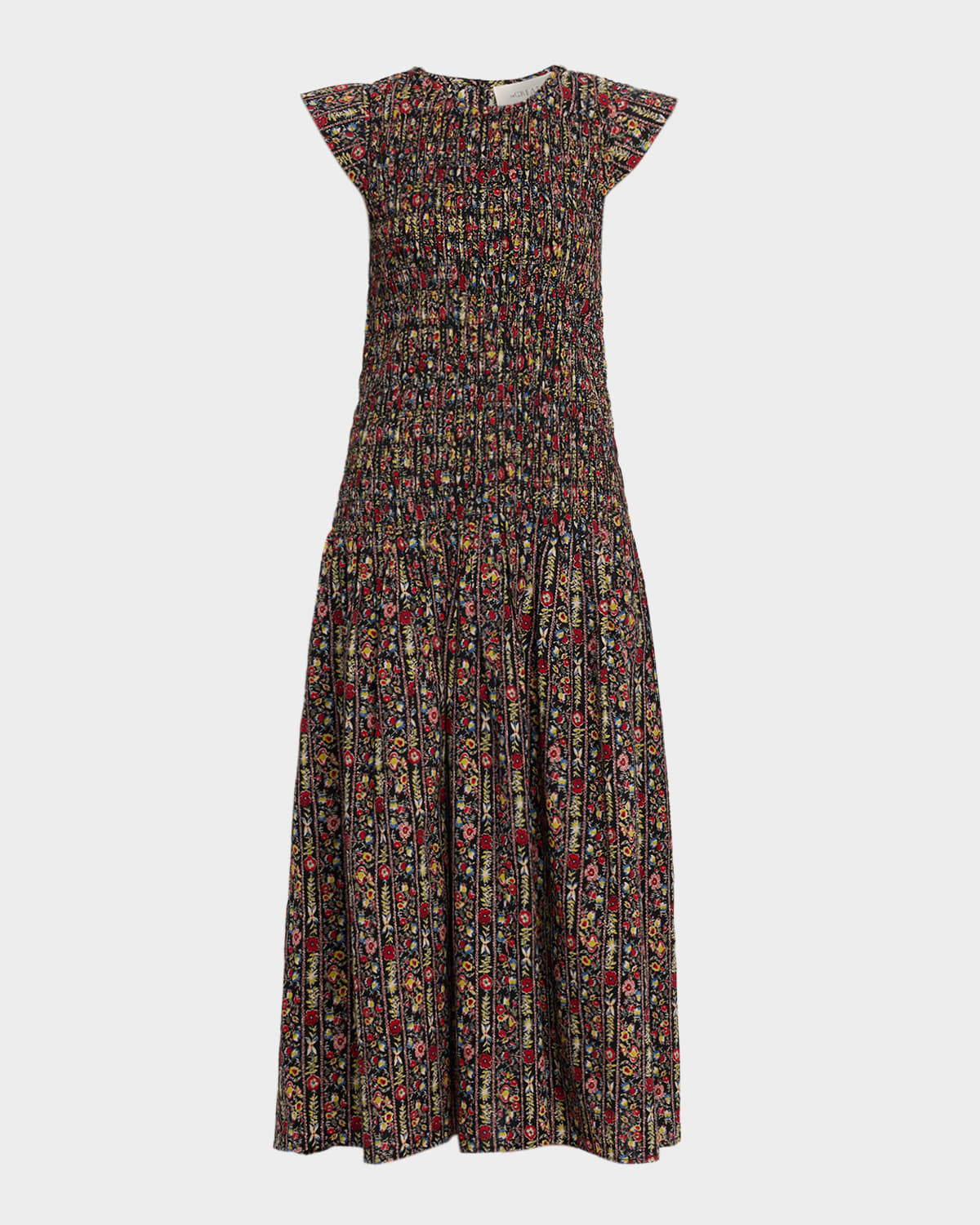 The Great The Paramour Printed Cotton Seersucker Midi Dress