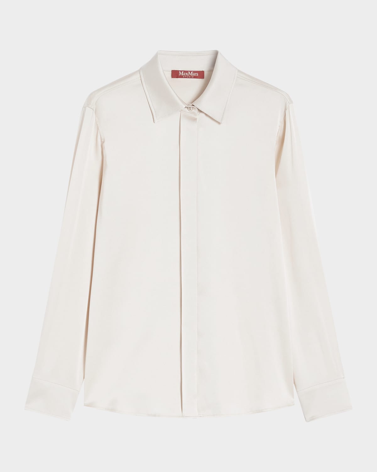 Max Mara Xero Button-down Silk Satin Shirt In White