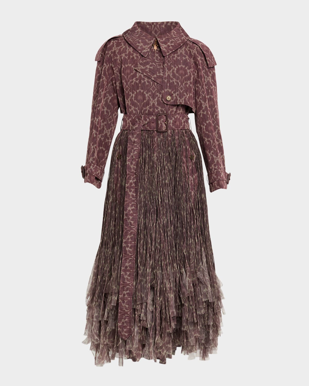 Burberry Fitzrovia Baroque Fringe Long Trench Coat In Brown