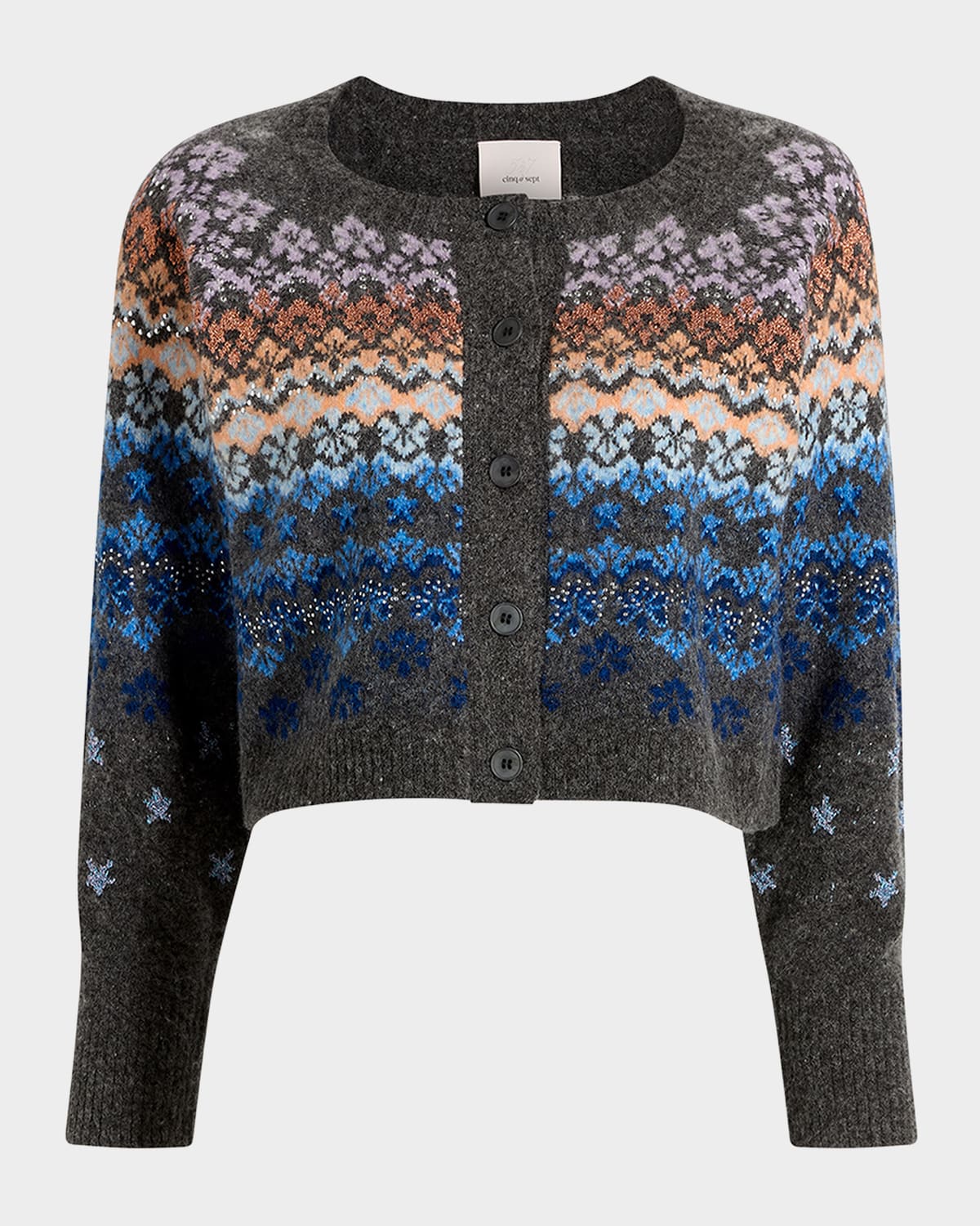 Cinq À Sept Millie Cropped Fairisle Cardigan In Multi