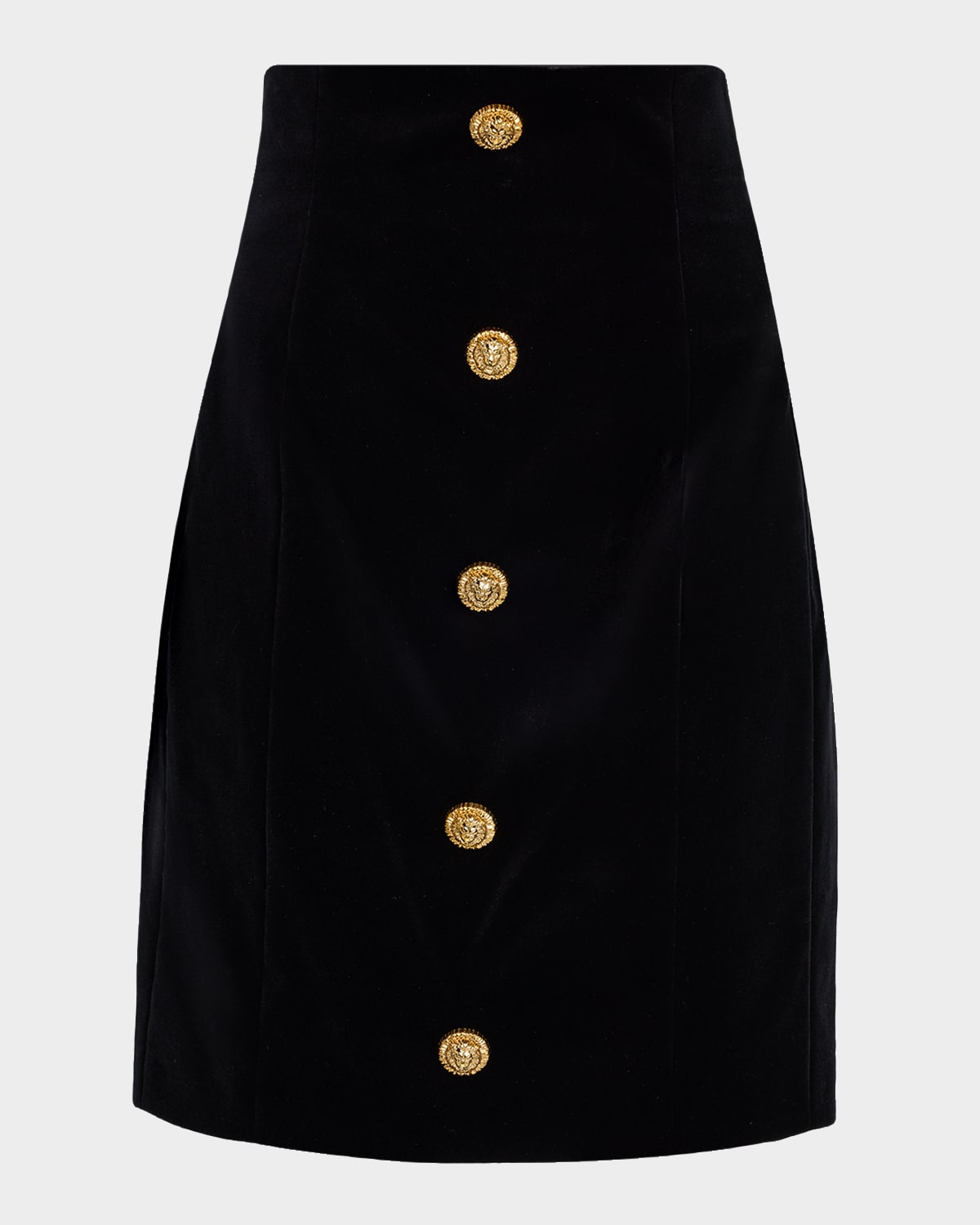 Balmain Button-front Velvet Mini Skirt In Black