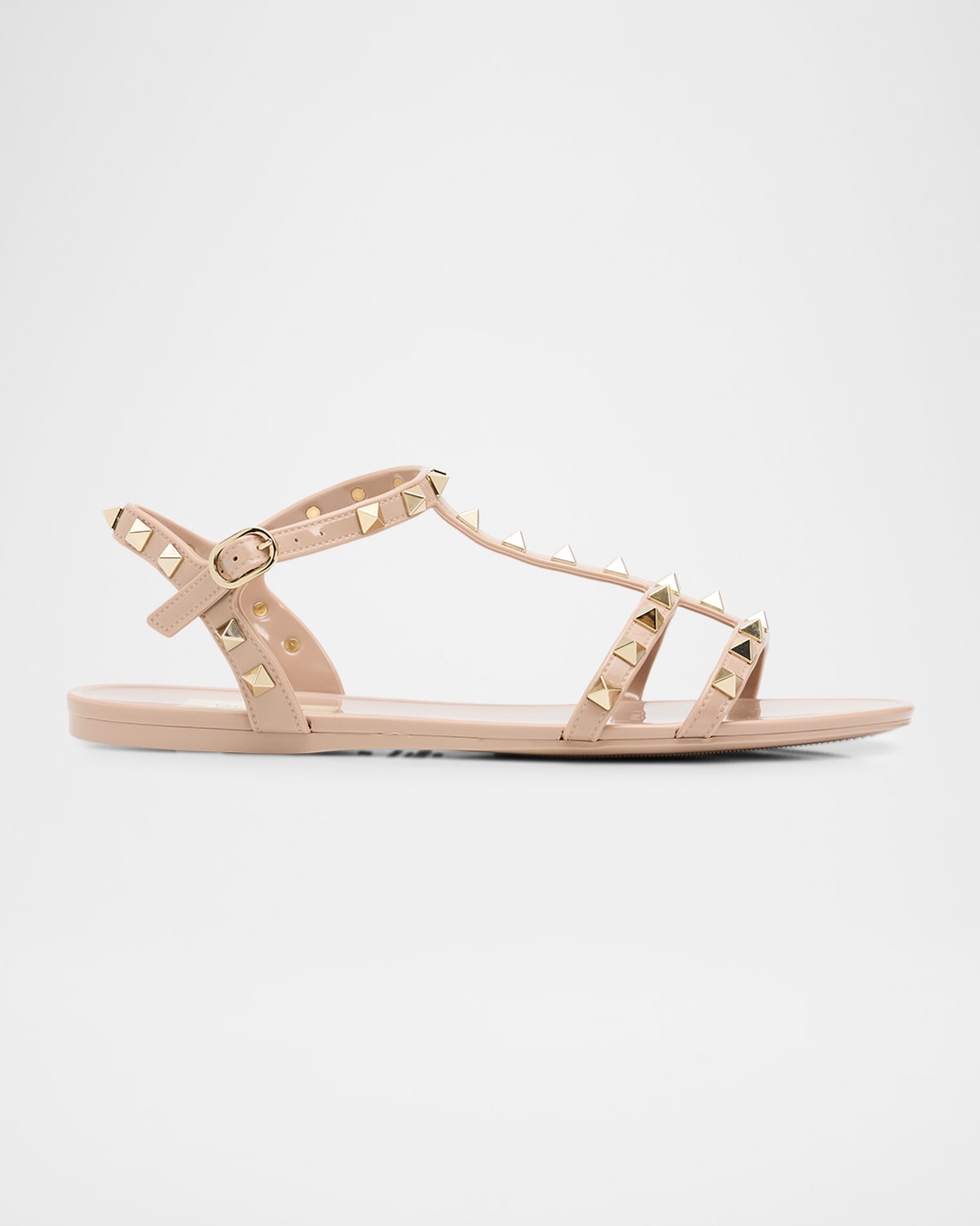Valentino Garavani Rockstud Jelly Flat Gladiator Sandals In Brown