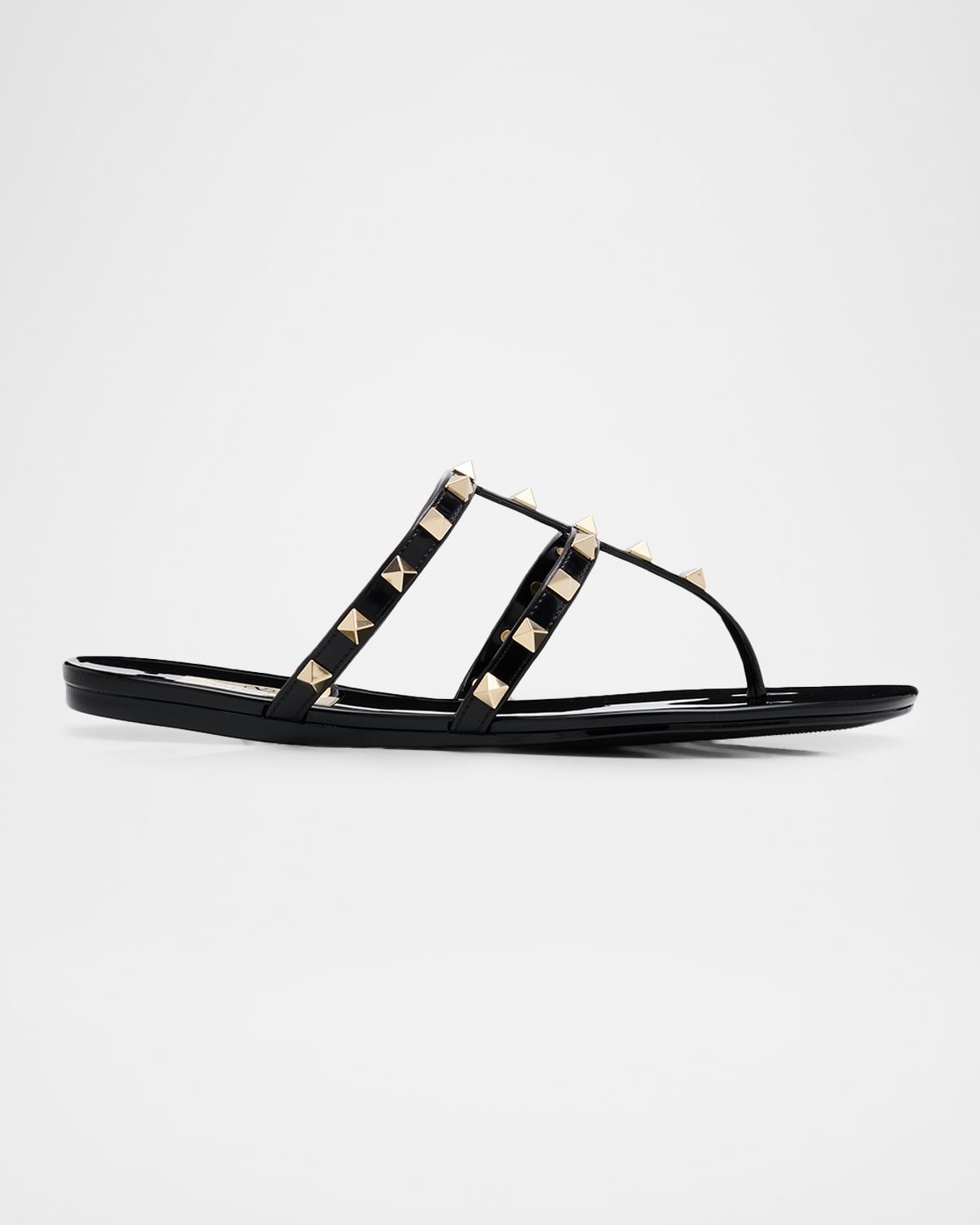 Valentino Garavani Rockstud Caged Jelly Flat Slide Sandals In Animal Print