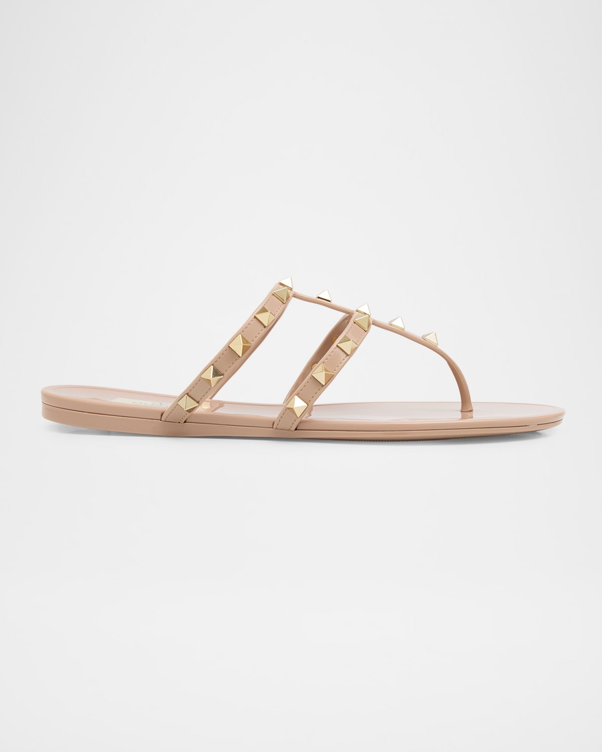 Valentino Garavani Rockstud Caged Jelly Flat Slide Sandals In Neutral