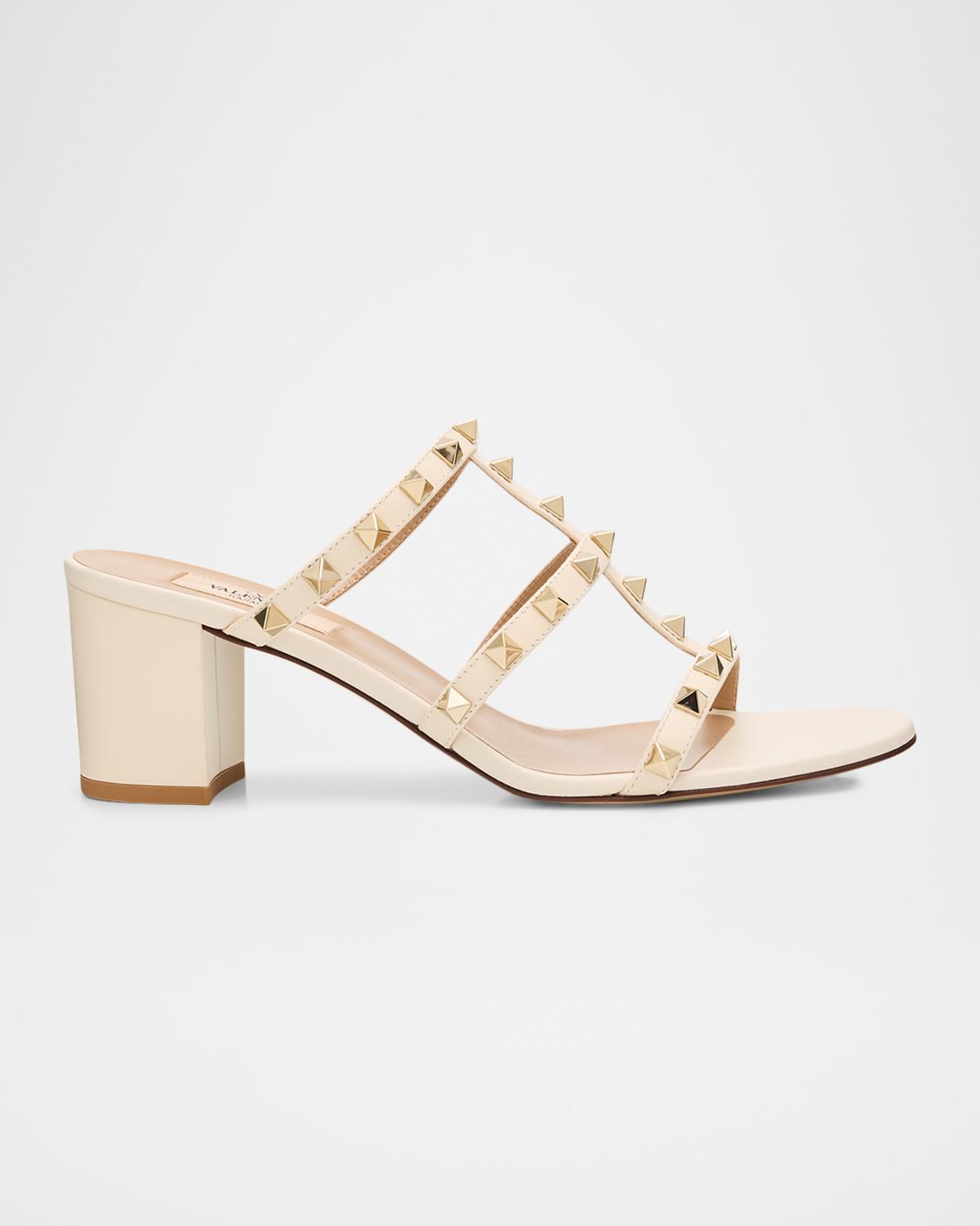 60mm Rockstud Caged Block-Heel Slide Sandals