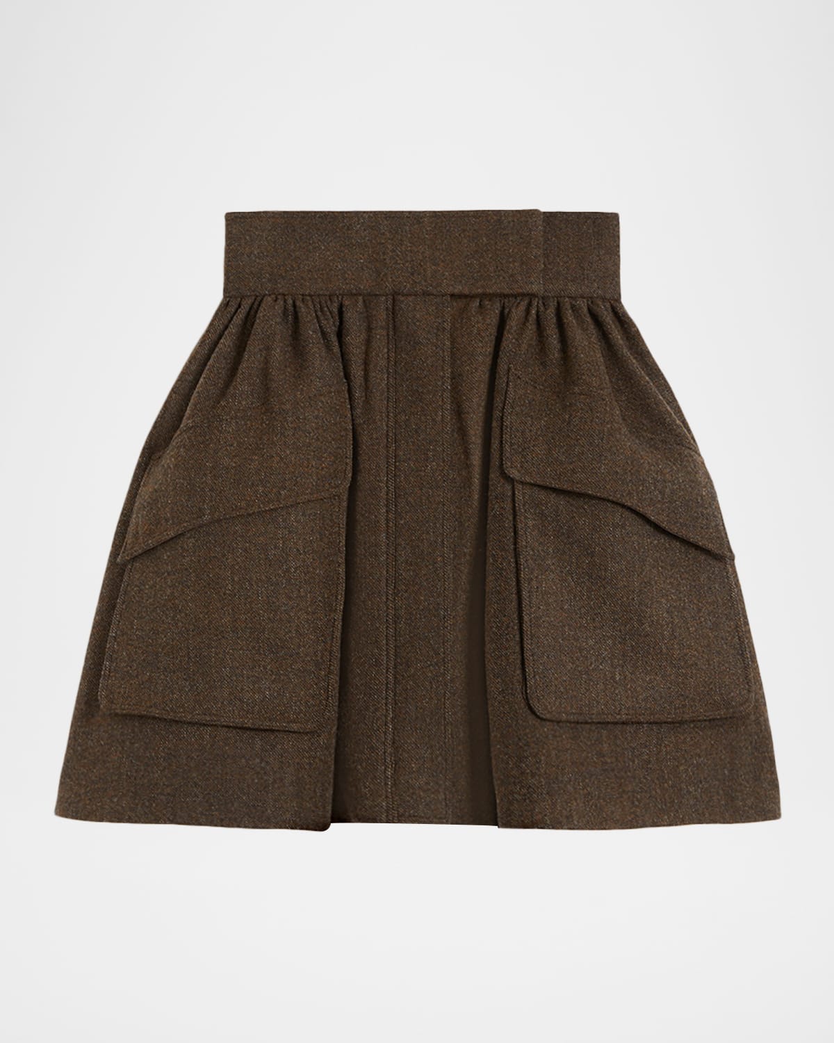 Max Mara Bernini Ruched Wool Mini Skirt In Brown