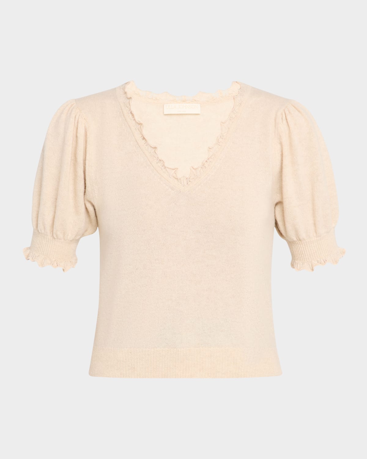 Ulla Johnson Polline Cashmere Frilled Puff-sleeve Sweater In Multi