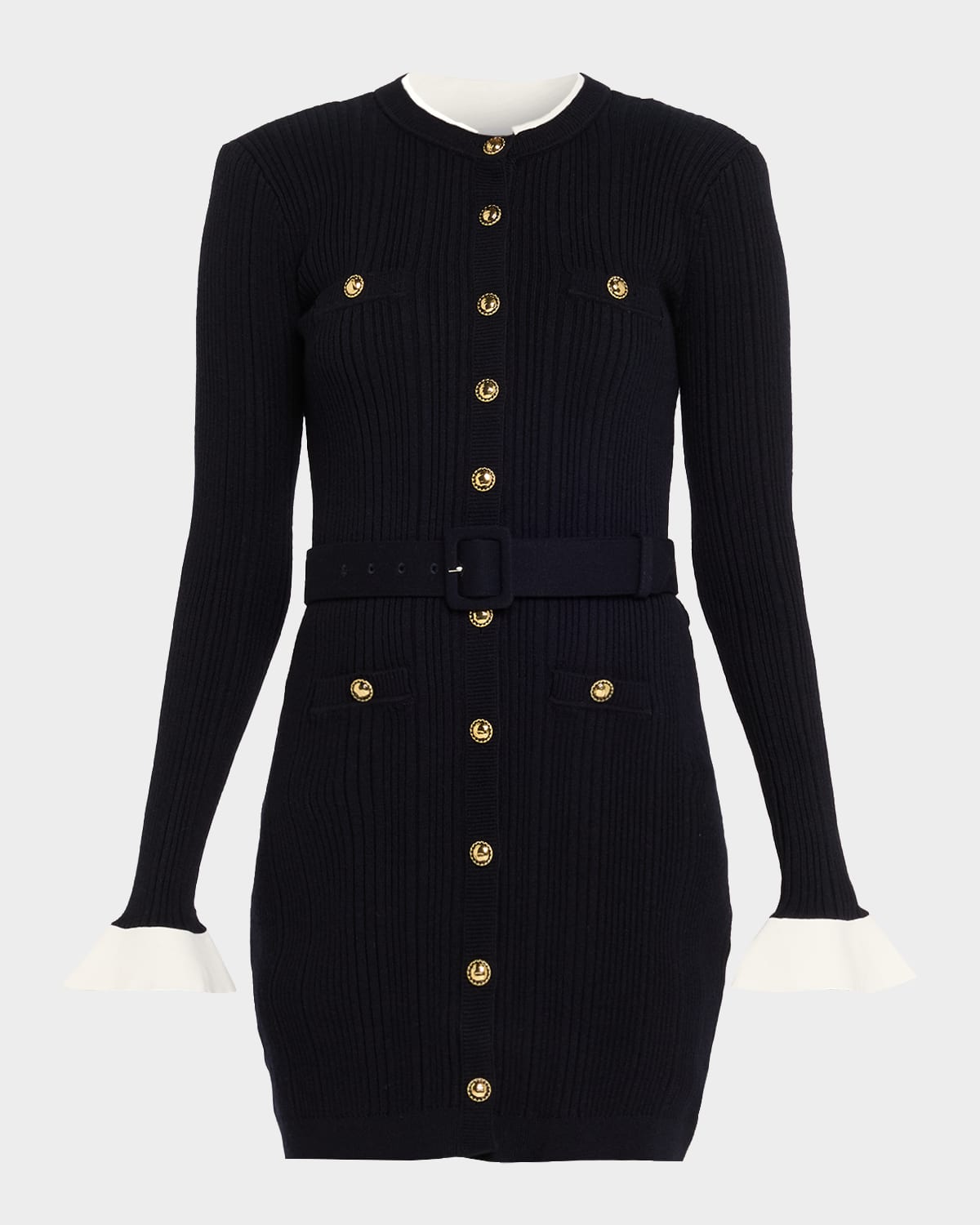 Self-portrait Viscose Knit Mini Dress In Multi