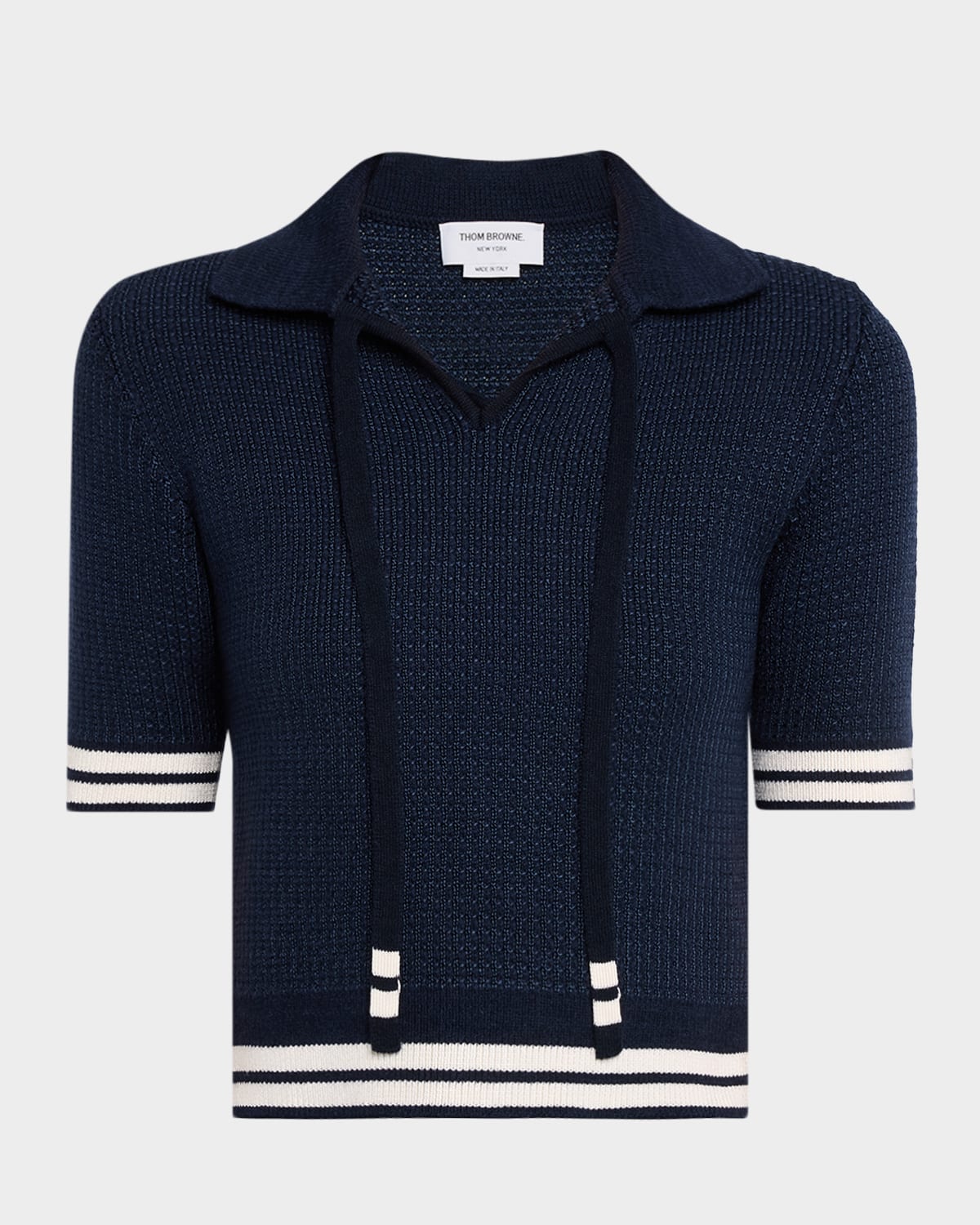Thom Browne Short-Sleeve Knit Polo Shirt