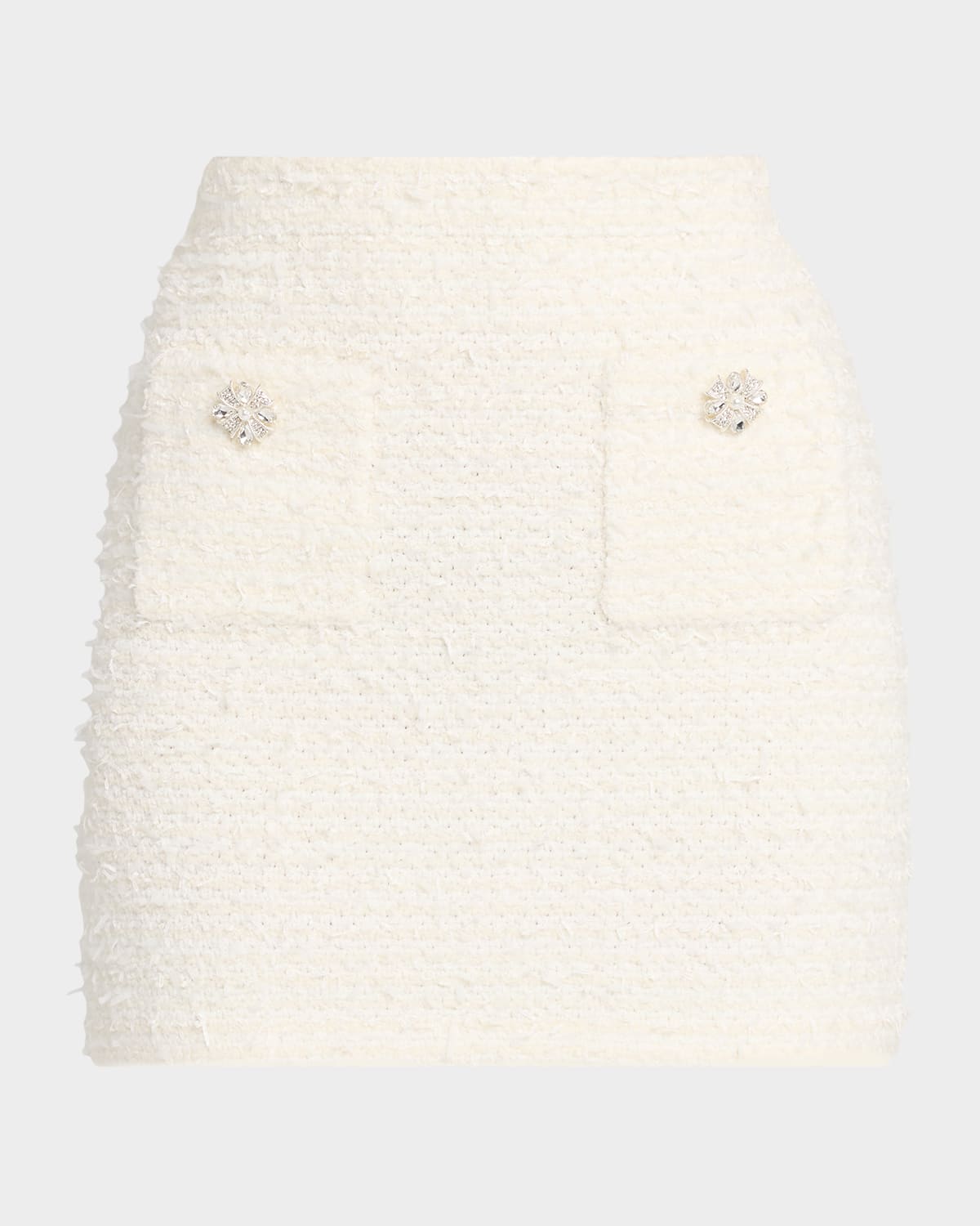Self-portrait Embellished Boucle Mini Skirt In Sand