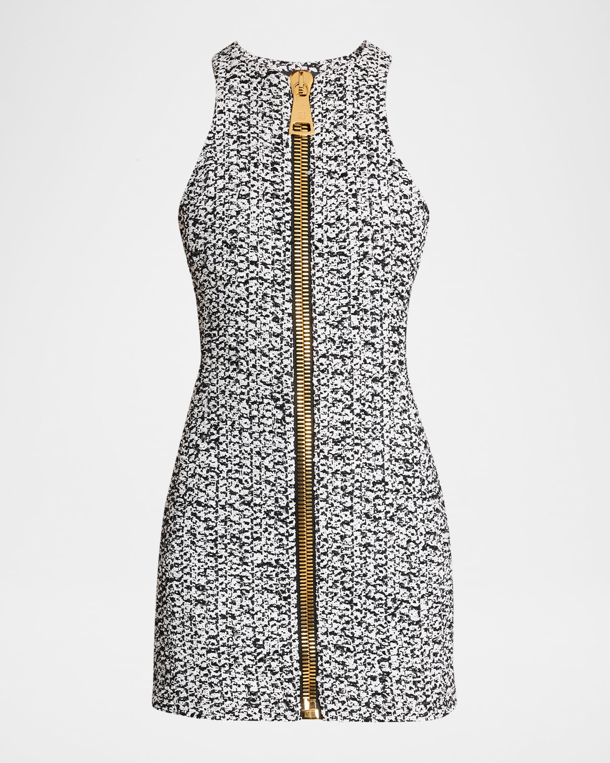 Balmain Zipped Tweed Mini Dress