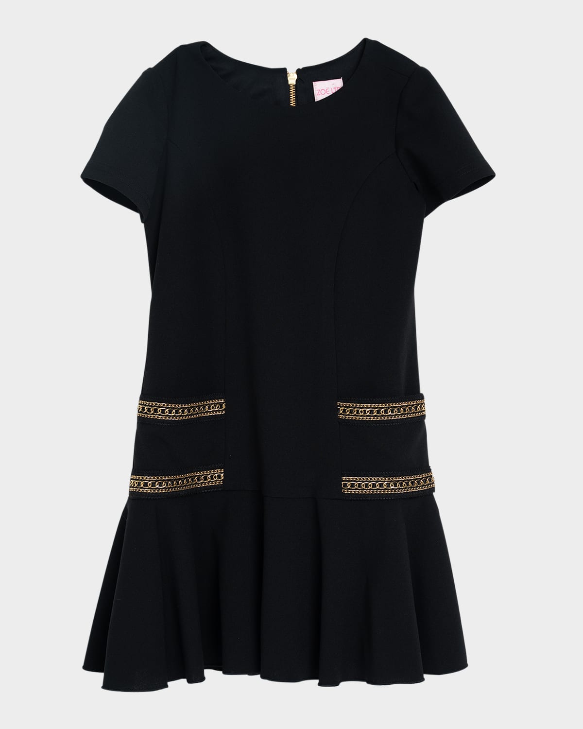 White Label by Zoe Girl 's Andy Chain-Trimmed Mini Dress, Size 7-16