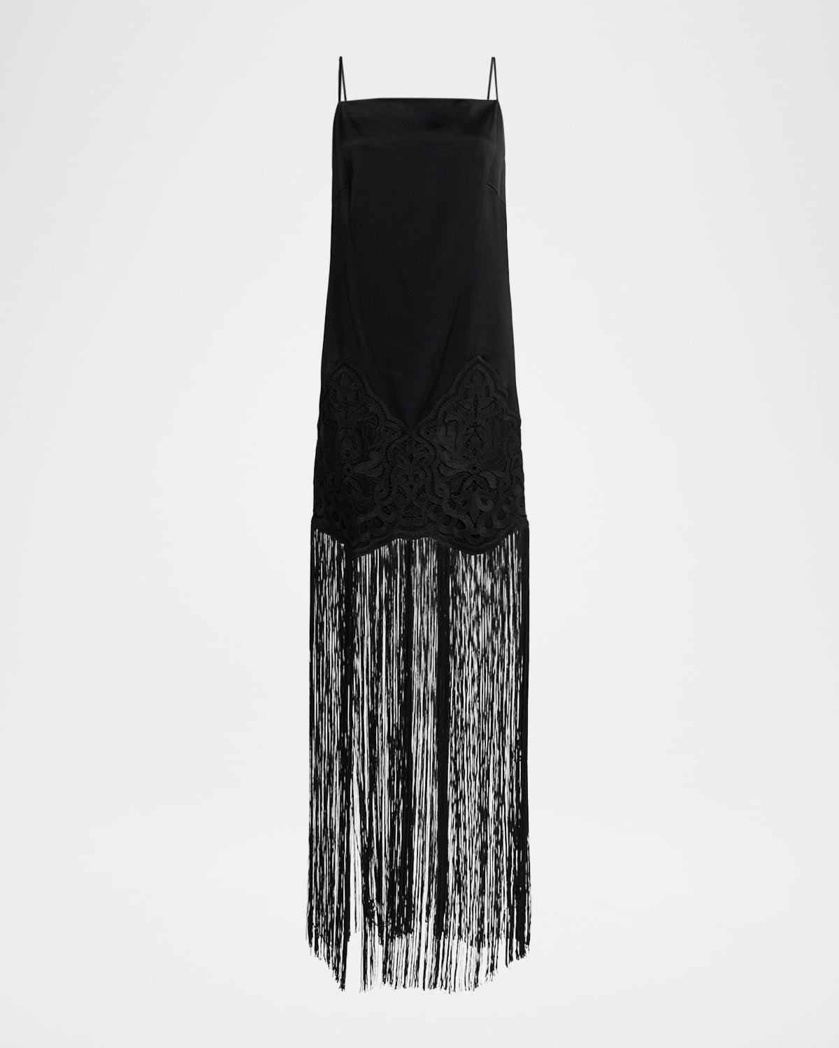 Ungaro Nino Fringe-hem Slip Maxi Dress In Black