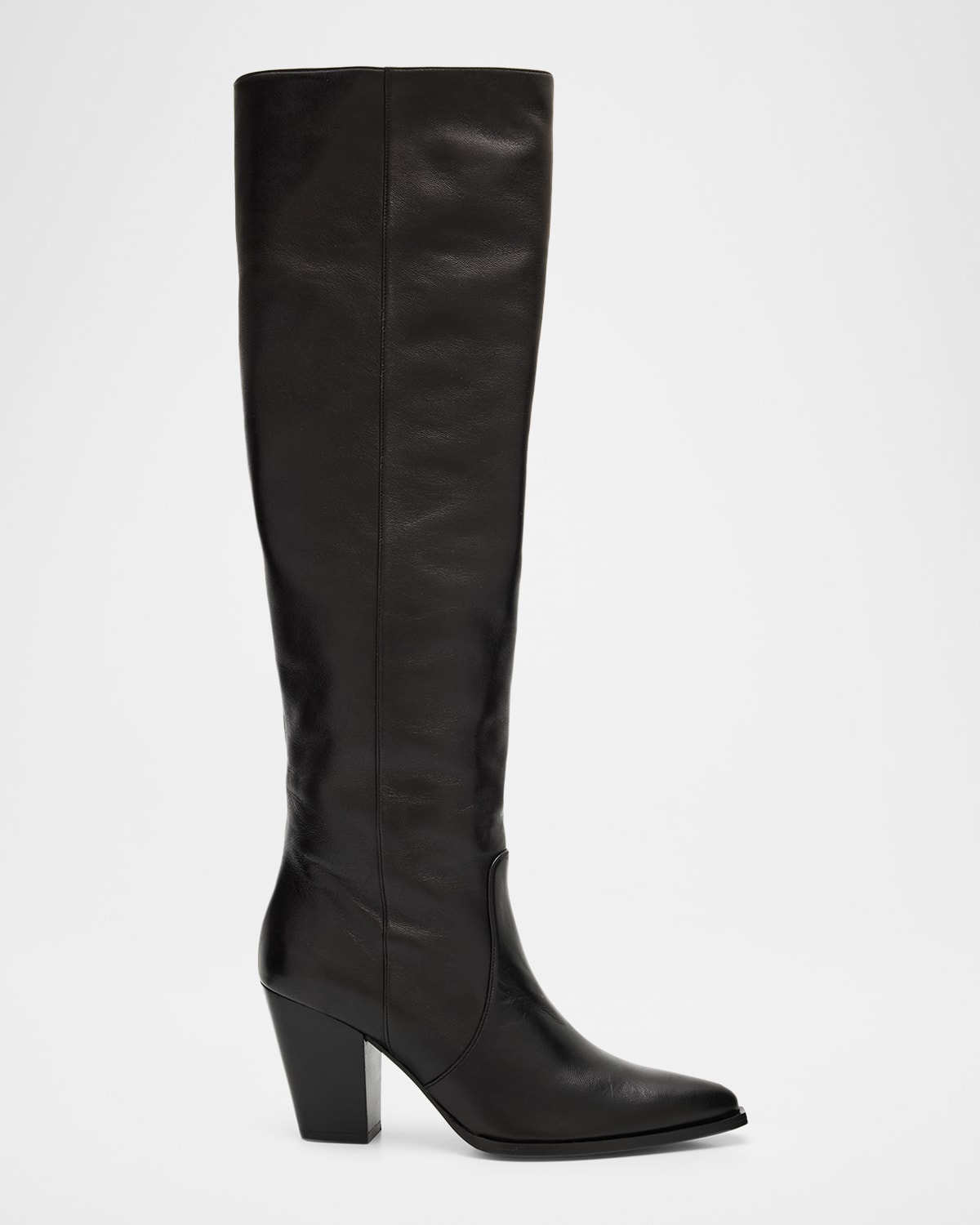 Stuart Weitzman 75mm Jolene Leather Knee-high Boots In Black