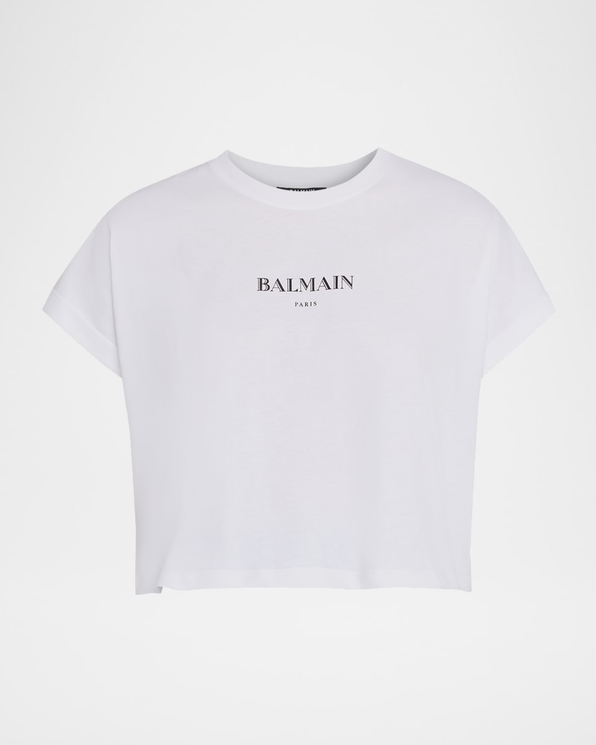 Balmain Logo Short-sleeve Crop T-shirt In White