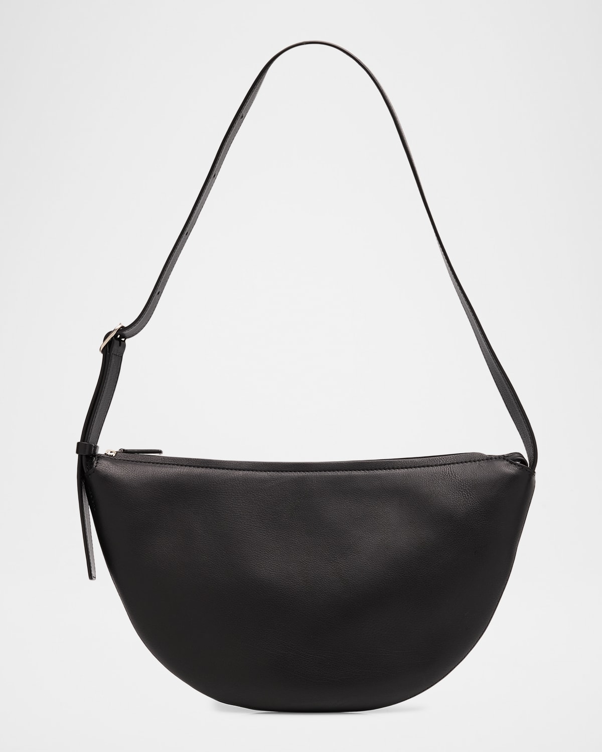 The Row Jouvette Crescent Crossbody Bag In Leather In Black