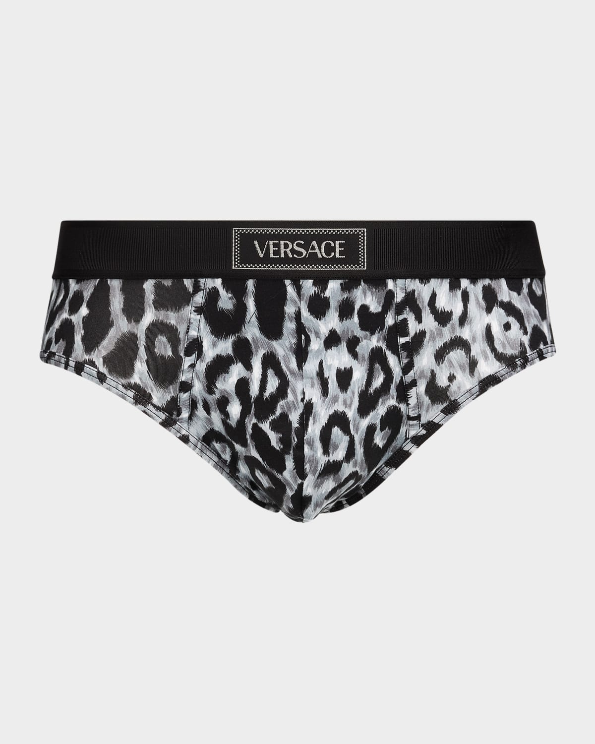 Versace Men 's Leopard-Print Stretch Jersey Cotton Briefs