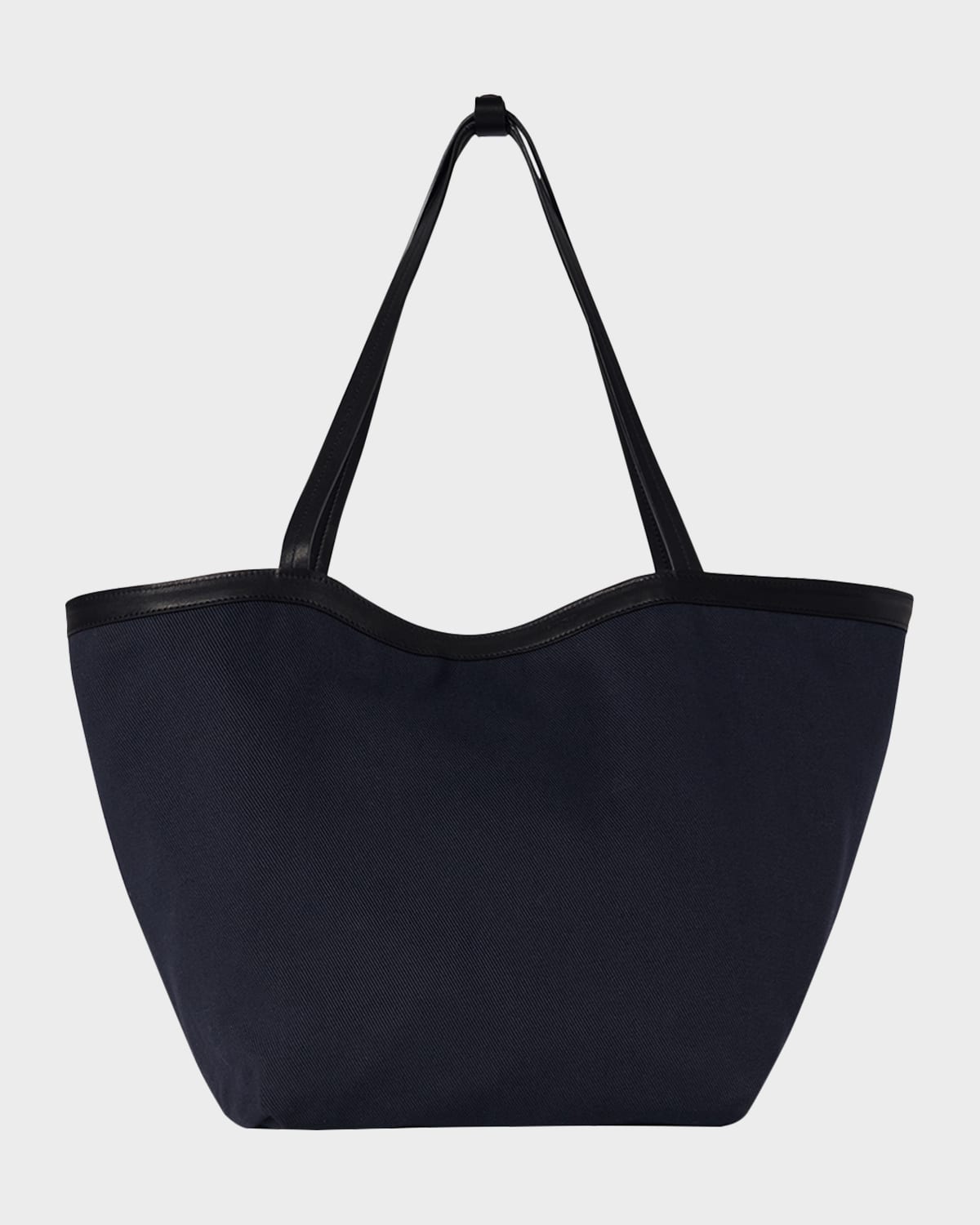 The Row Park Leather-trim Tote Bag In Cotton Twill In Black