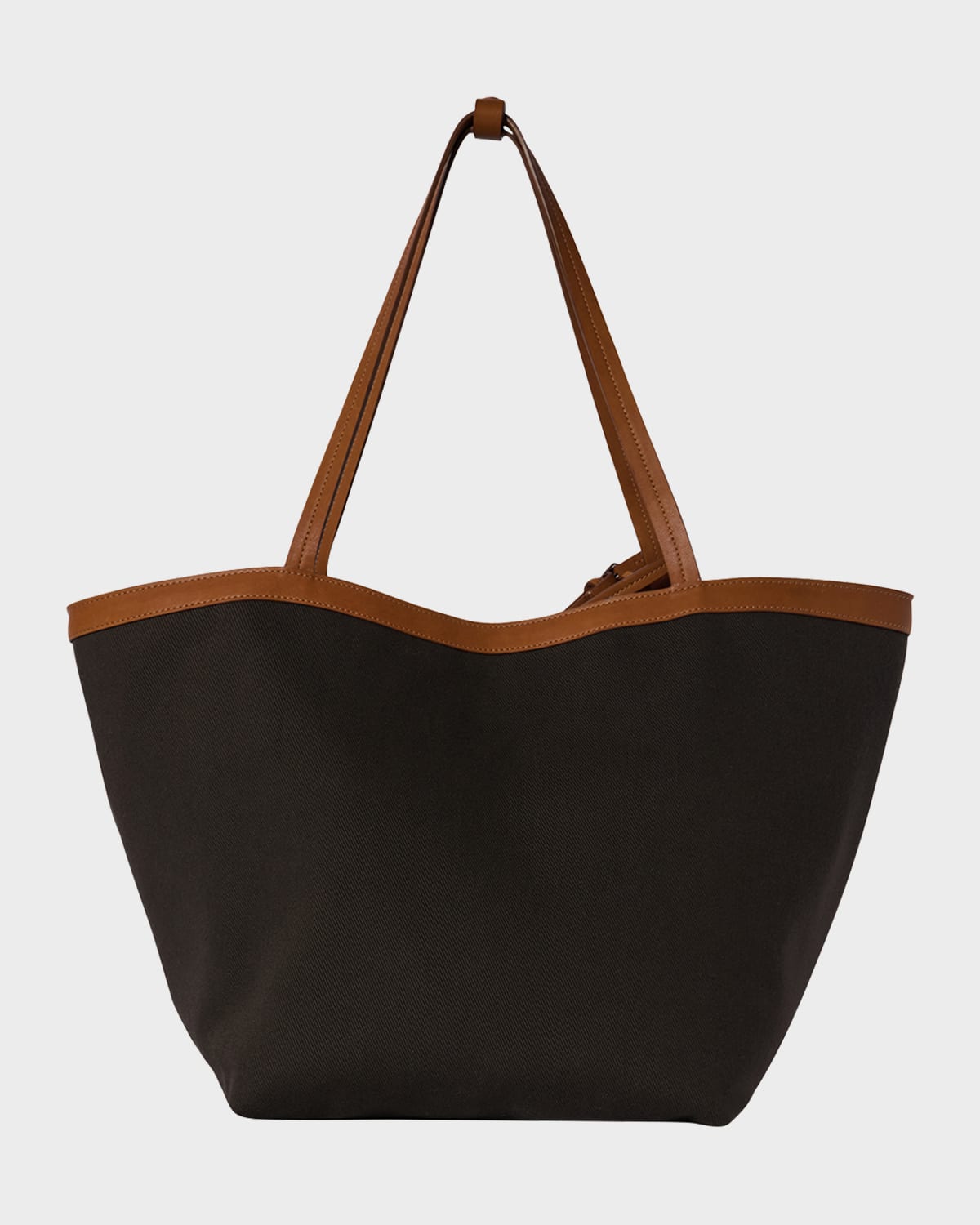 The Row Park Leather-trim Tote Bag In Cotton Twill In Brown