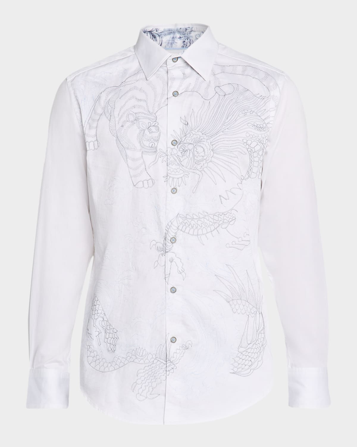 Robert Graham Men's Maelstorm Embroidered Button-down Shirt In White