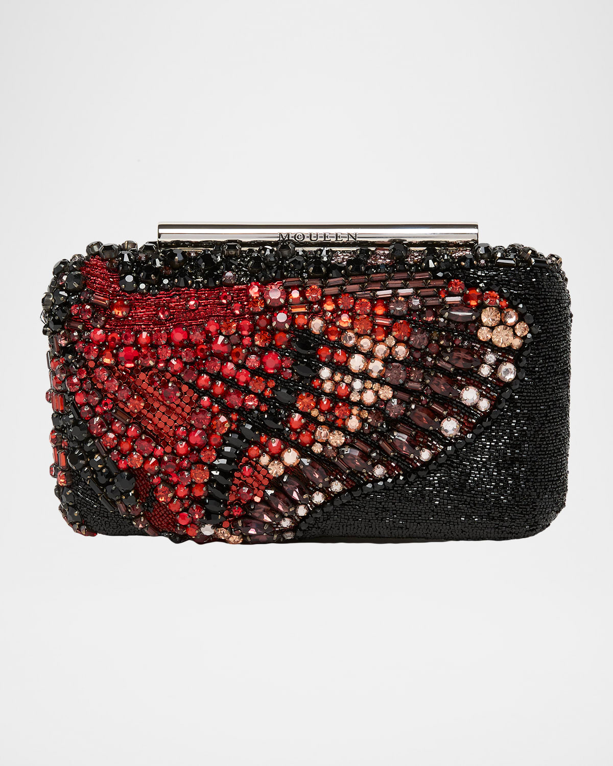 Alexander Mcqueen T-bar Butterfly Beaded Box Clutch Bag In Multi