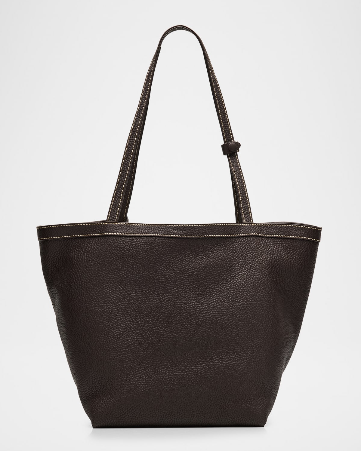 The Row Park Grained Leather Tote Bag With Wristlet In Brown