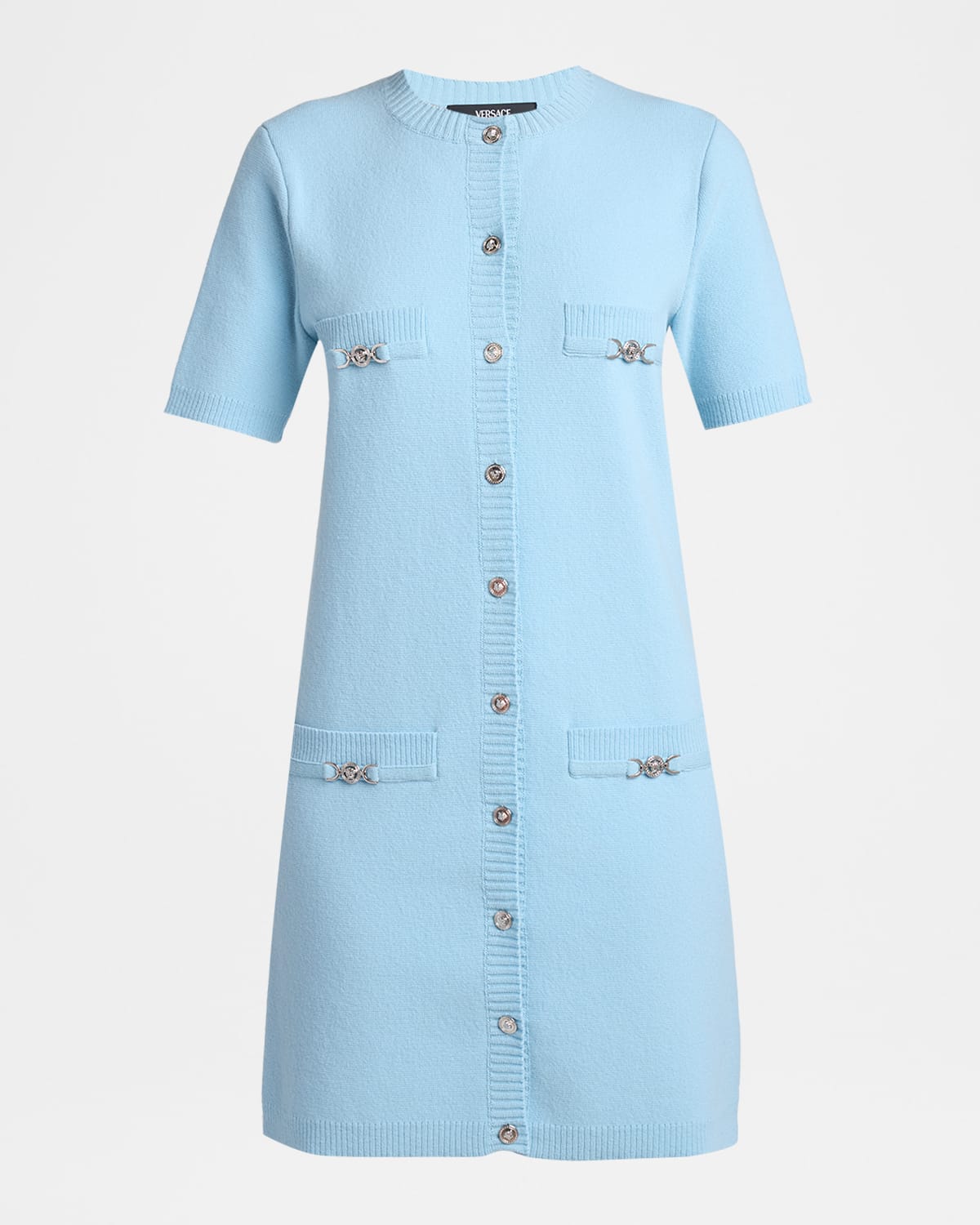 Versace Wool-Cashmere Buttoned Mini Dress