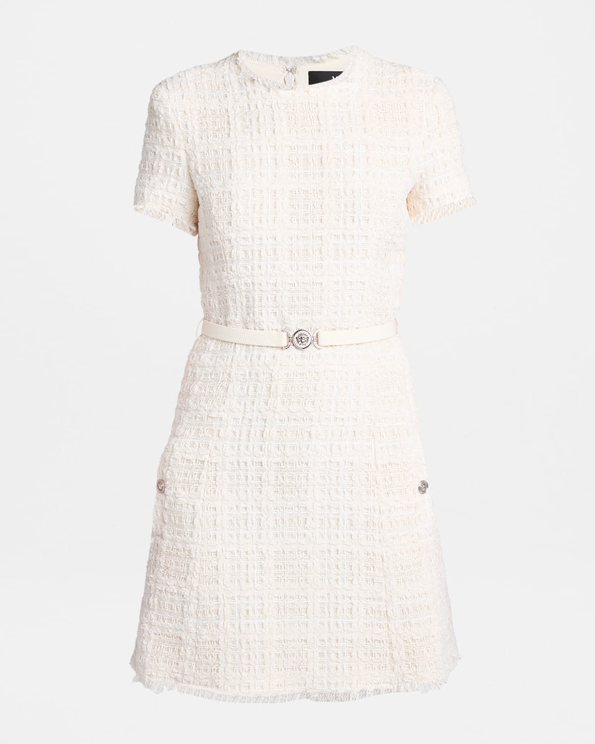 Versace Belted Tweed A-Line Mini Dress