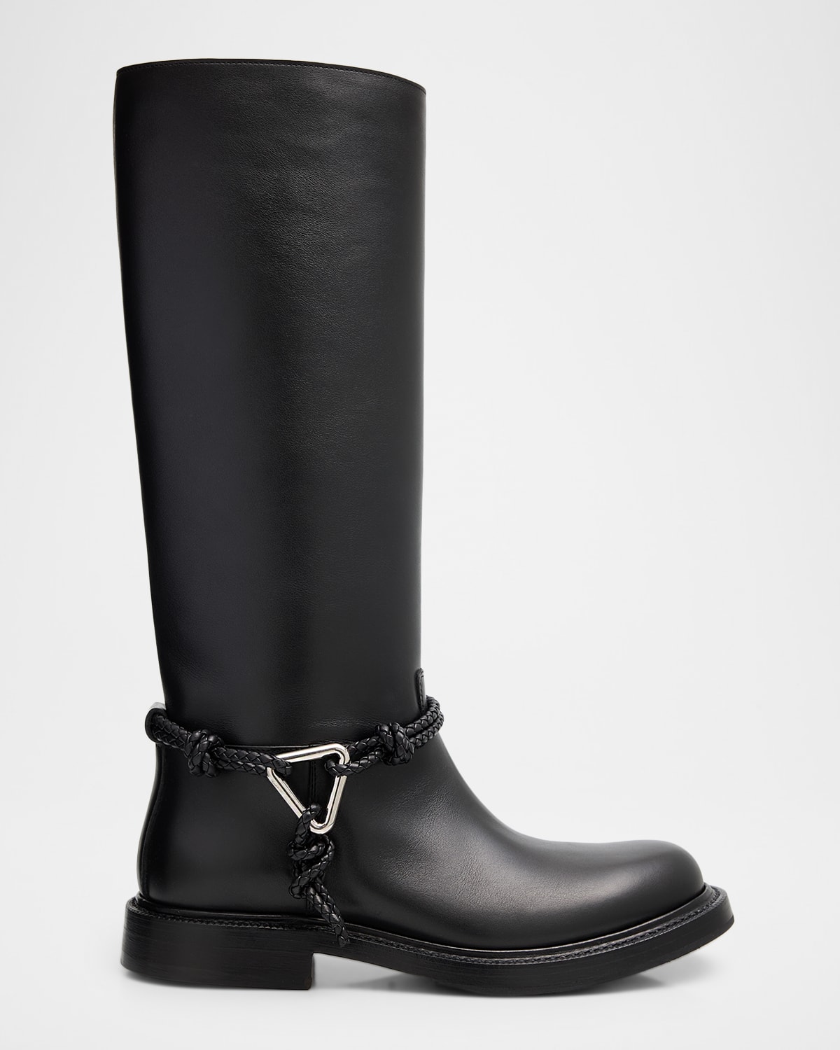 Bottega Veneta James Leather Knee-high Riding Boots In Black