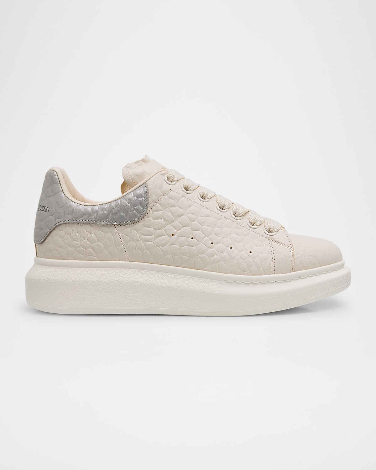 Alexander Mcqueen Pebbled Leather Oversized Sneakers In Neutral