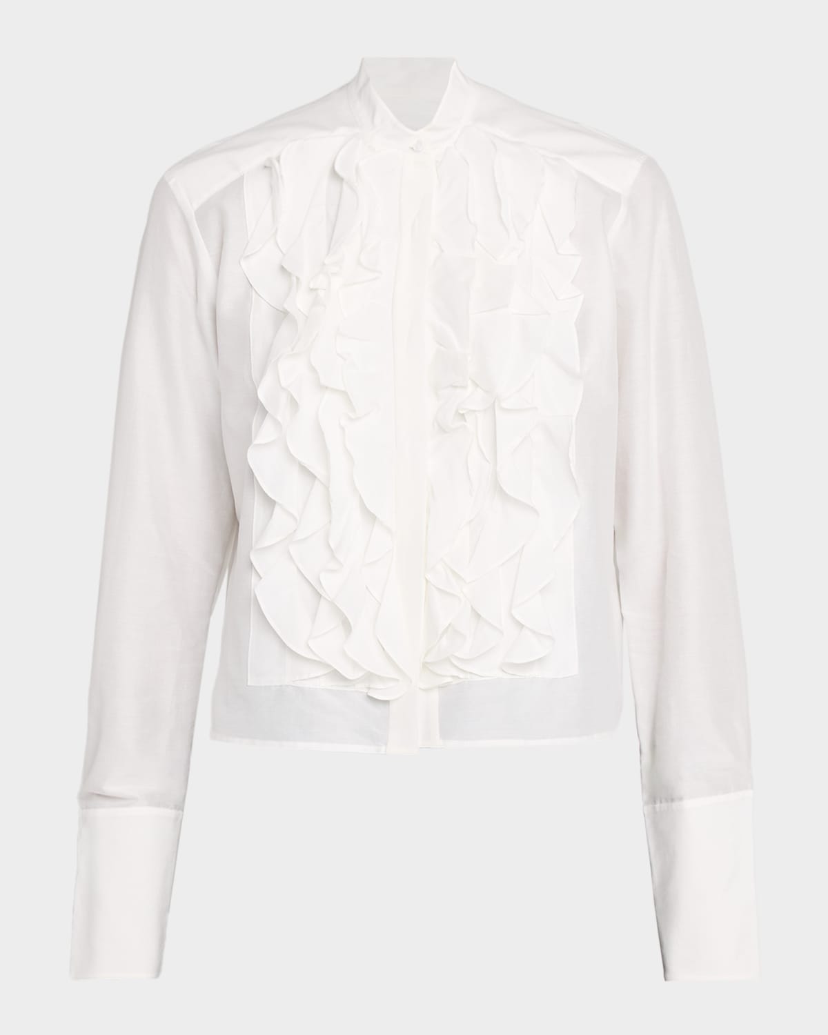 Twp Patti Ruffle Button-front Shirt In White