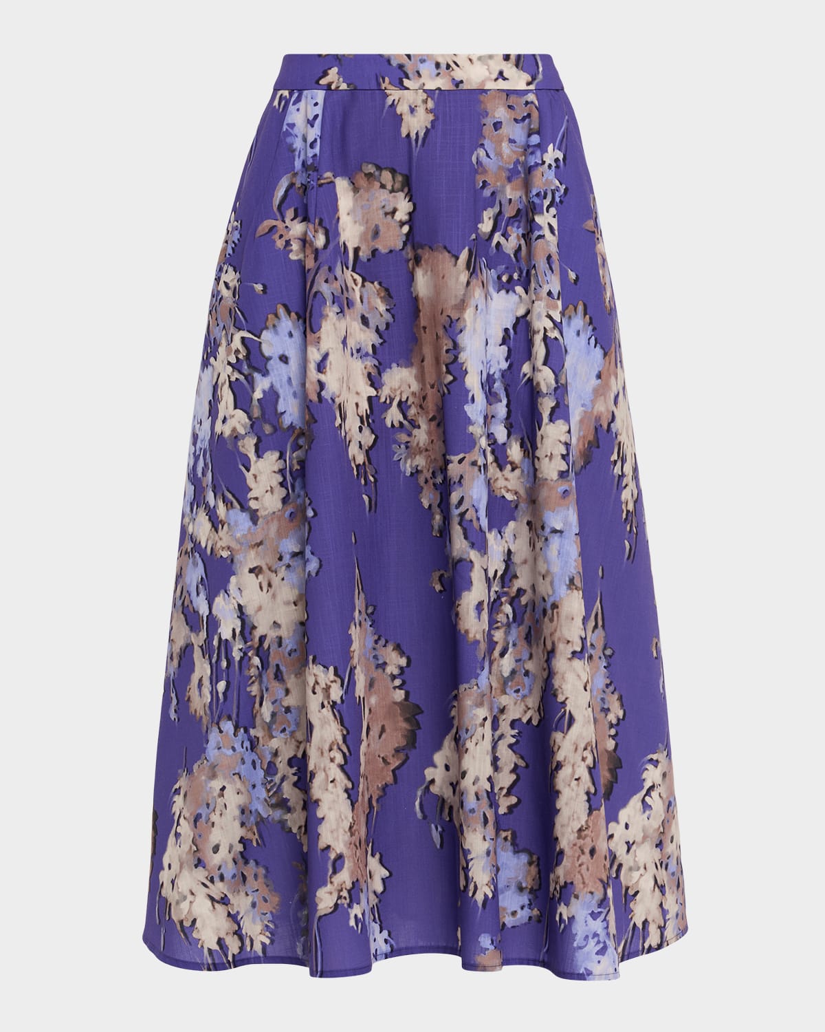 Misook Floral-print Crepe De Chine Maxi Skirt In Blue