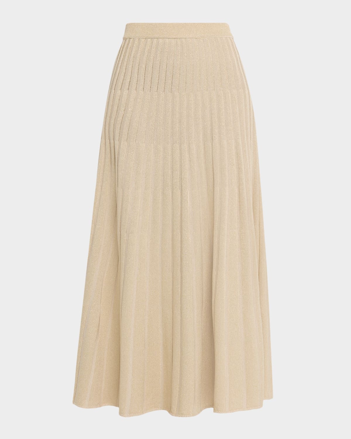Misook Lurex Rib-knit A-line Maxi Skirt In Neutral