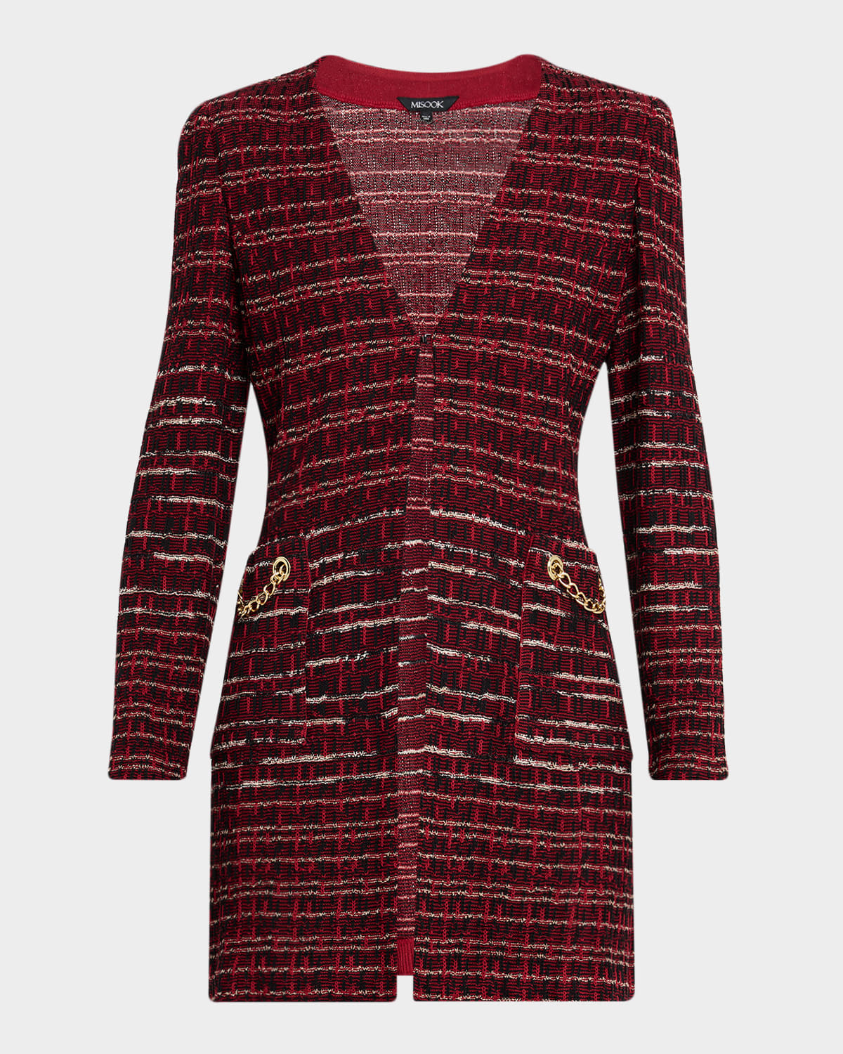 Misook Heritage Multi-stitch Knit Jacket In Brown