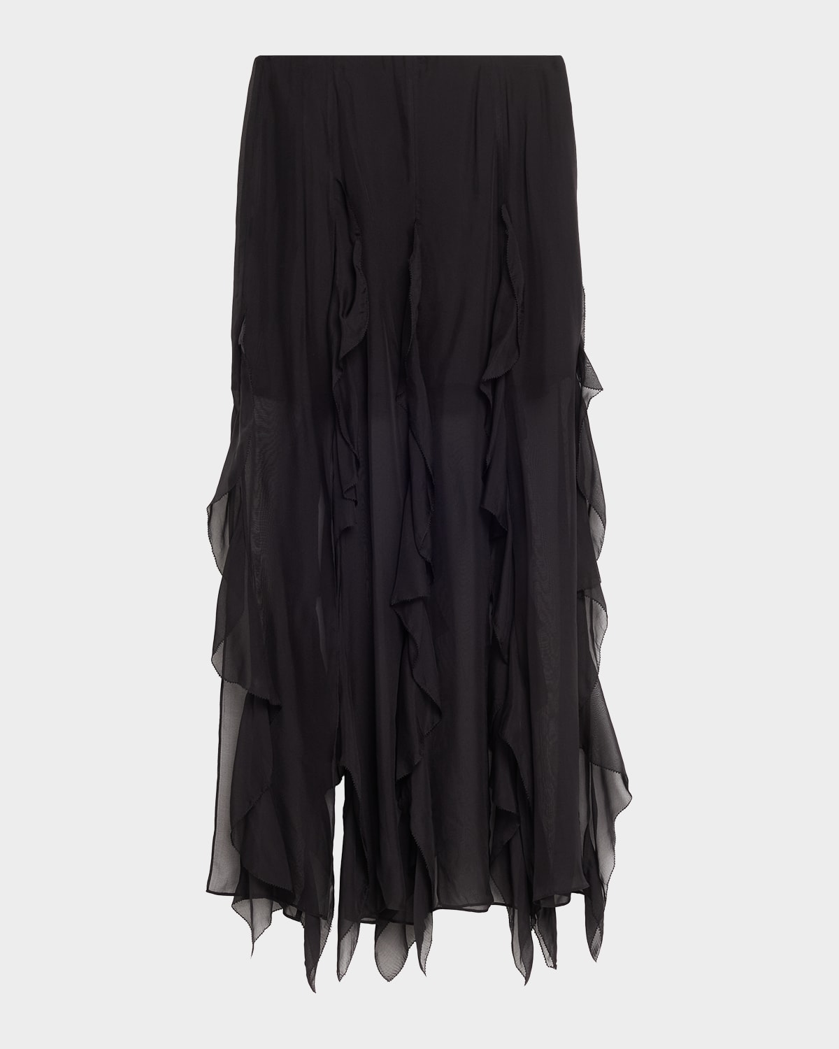 Veronica Beard Ava Ruffled Silk-chiffon Midi Skirt In Black