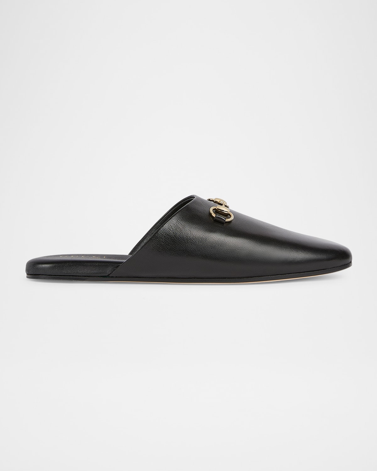 Gucci Women Black Nappa Leather Mules With Horsebit
