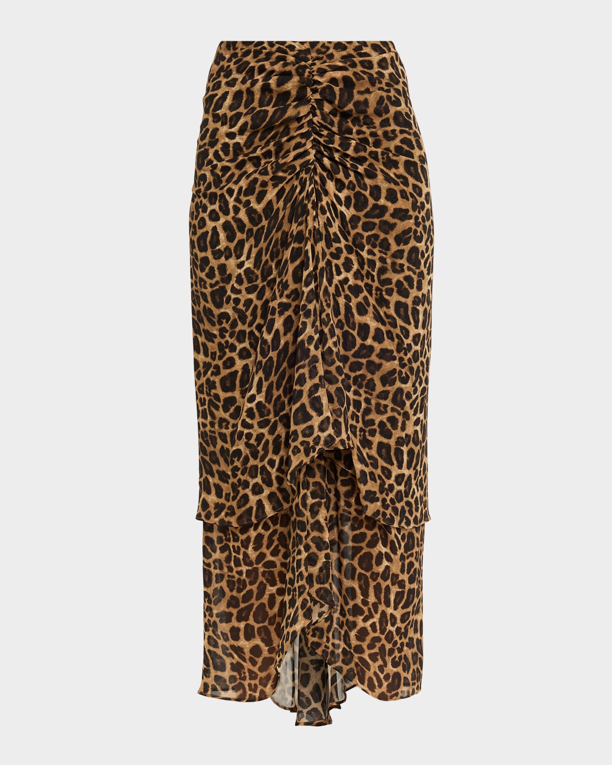 Veronica Beard Sira Leopard High-low Skirt