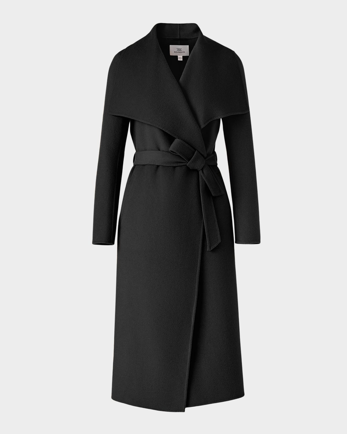 Soia & Kyo Britta-u Wool Wrap Coat In Black