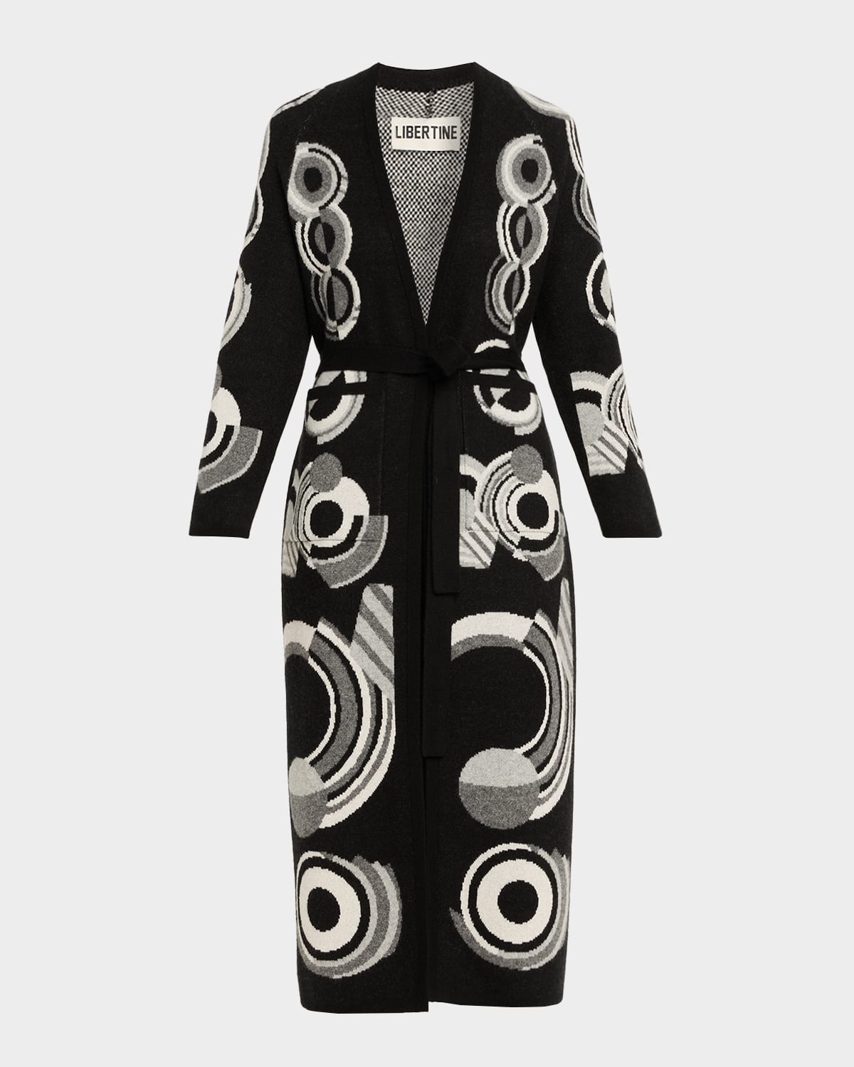 Libertine Sonia Long Belted Cashmere Cardigan In Black