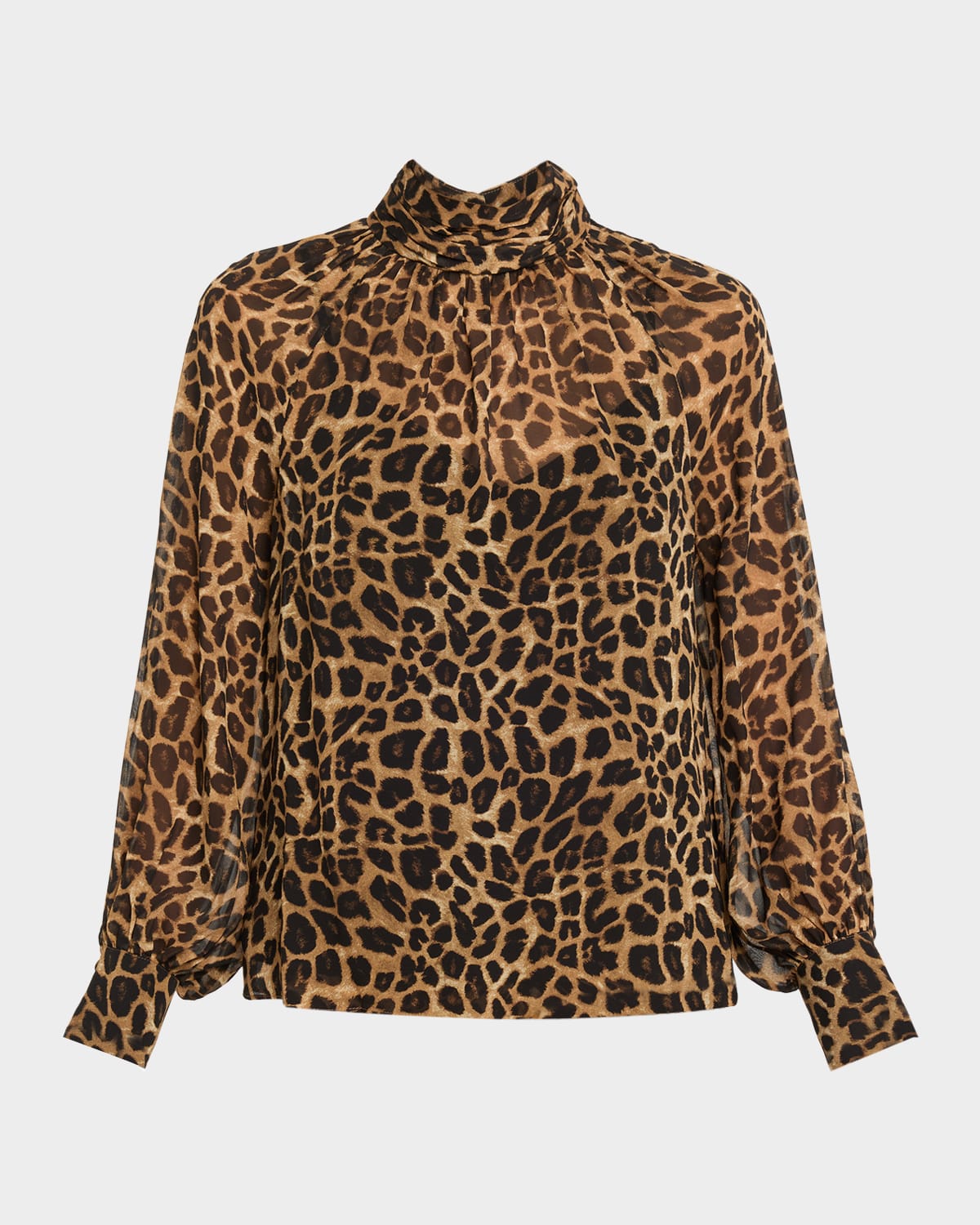 Veronica Beard Alyssa Leopard Silk Chiffon Blouse