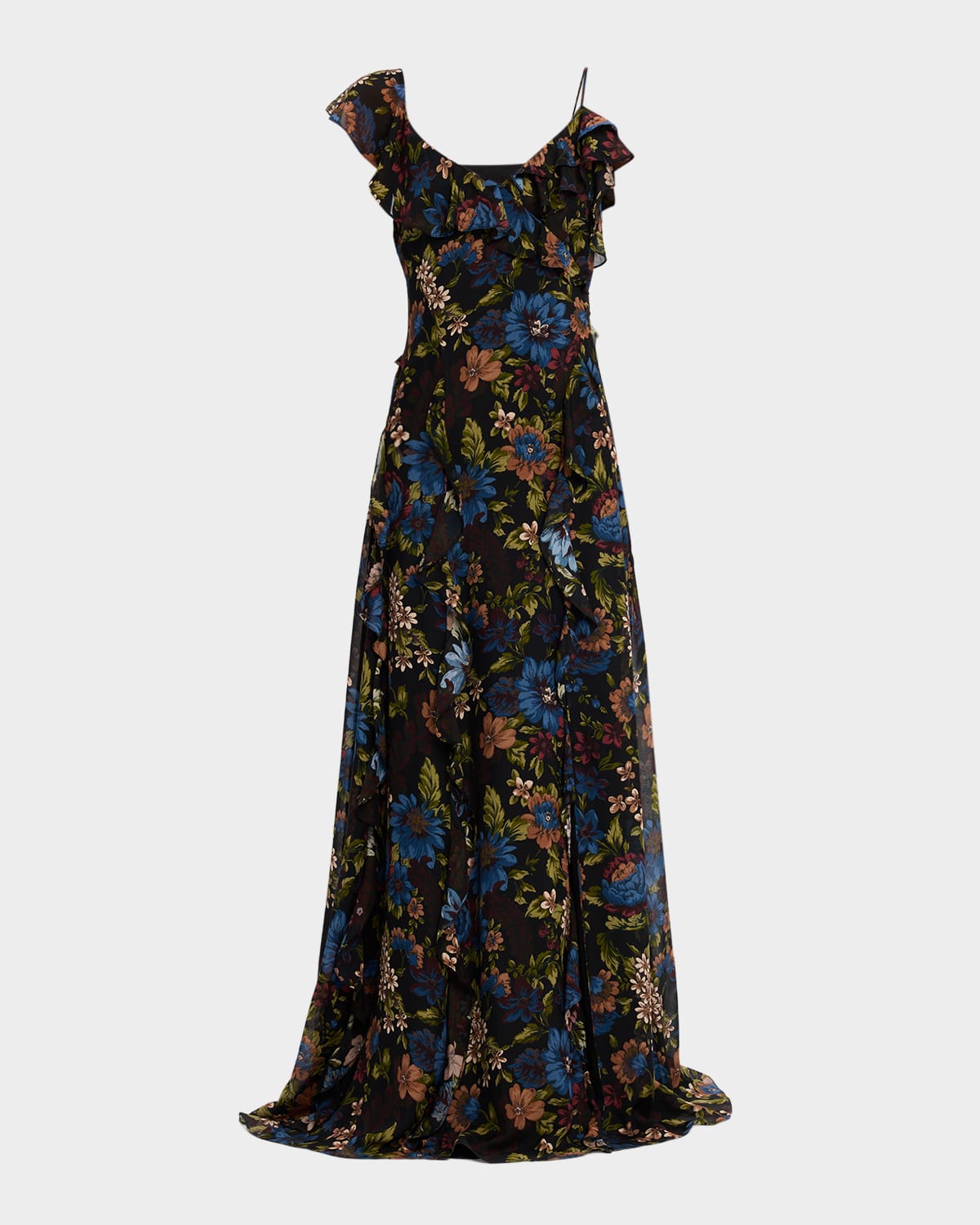 Veronica Beard Madeline Floral Silk Maxi Dress In Black