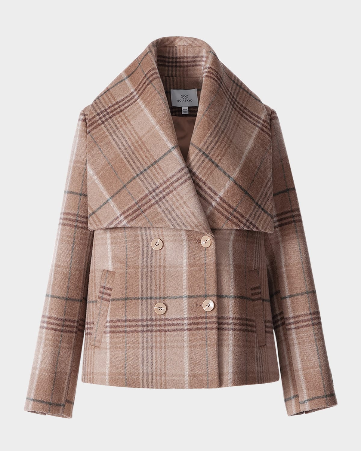 Soia & Kyo Tala-p Plaid Wool-blend Coat In Brown