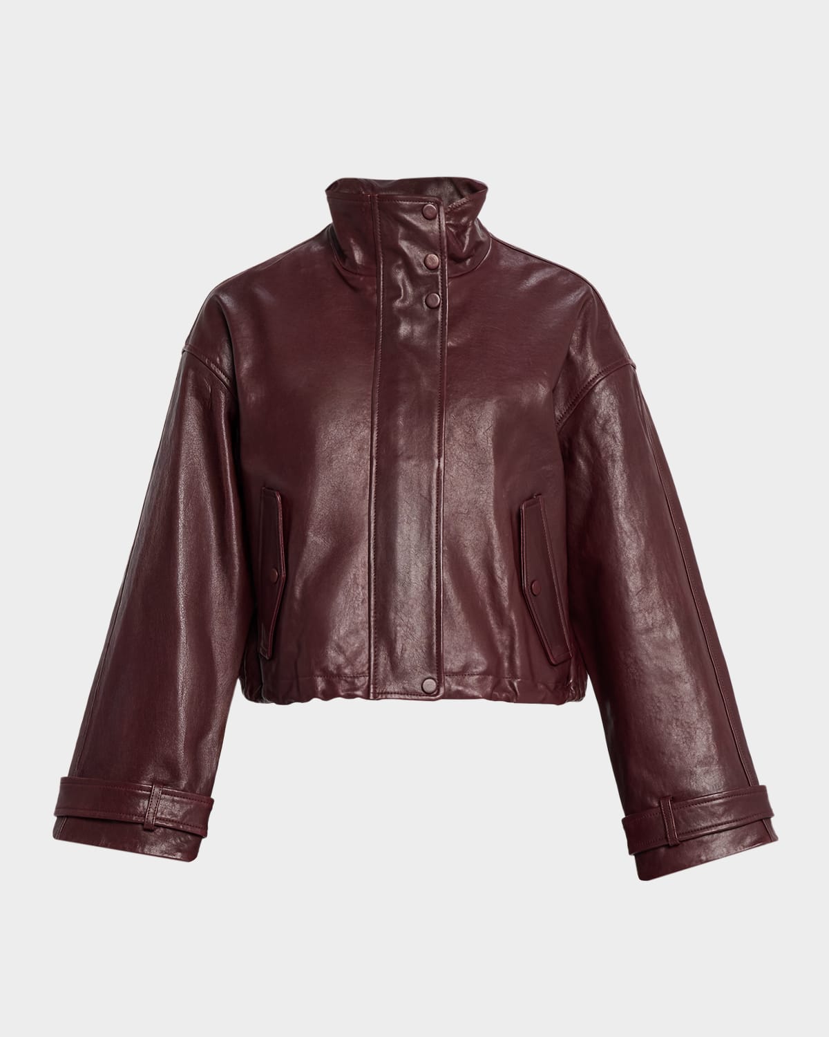 Veronica Beard Bateman Cropped Leather Jacket In Burgundy