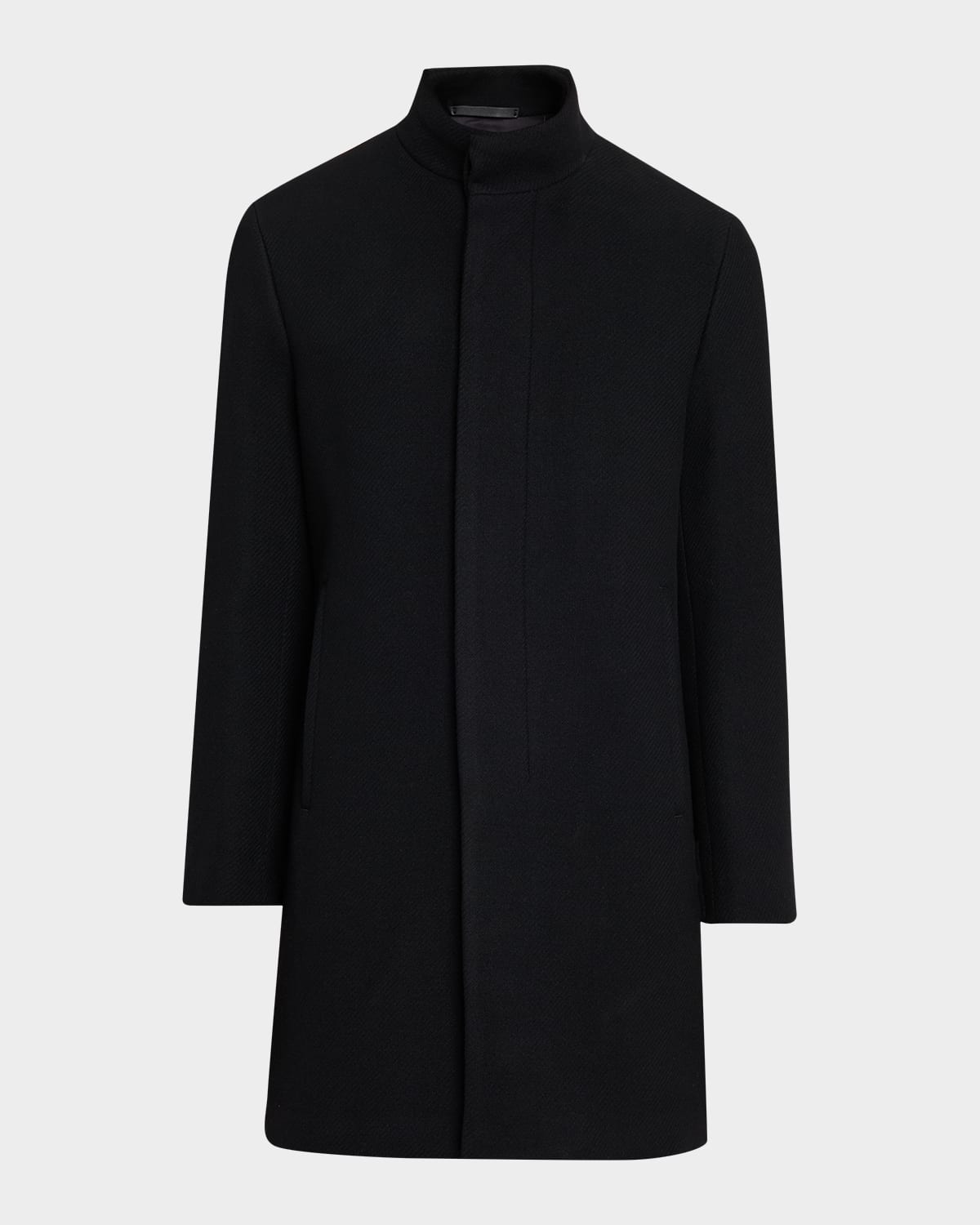Theory Men's Belvin Melton-textured Wool-blend Coat In Black